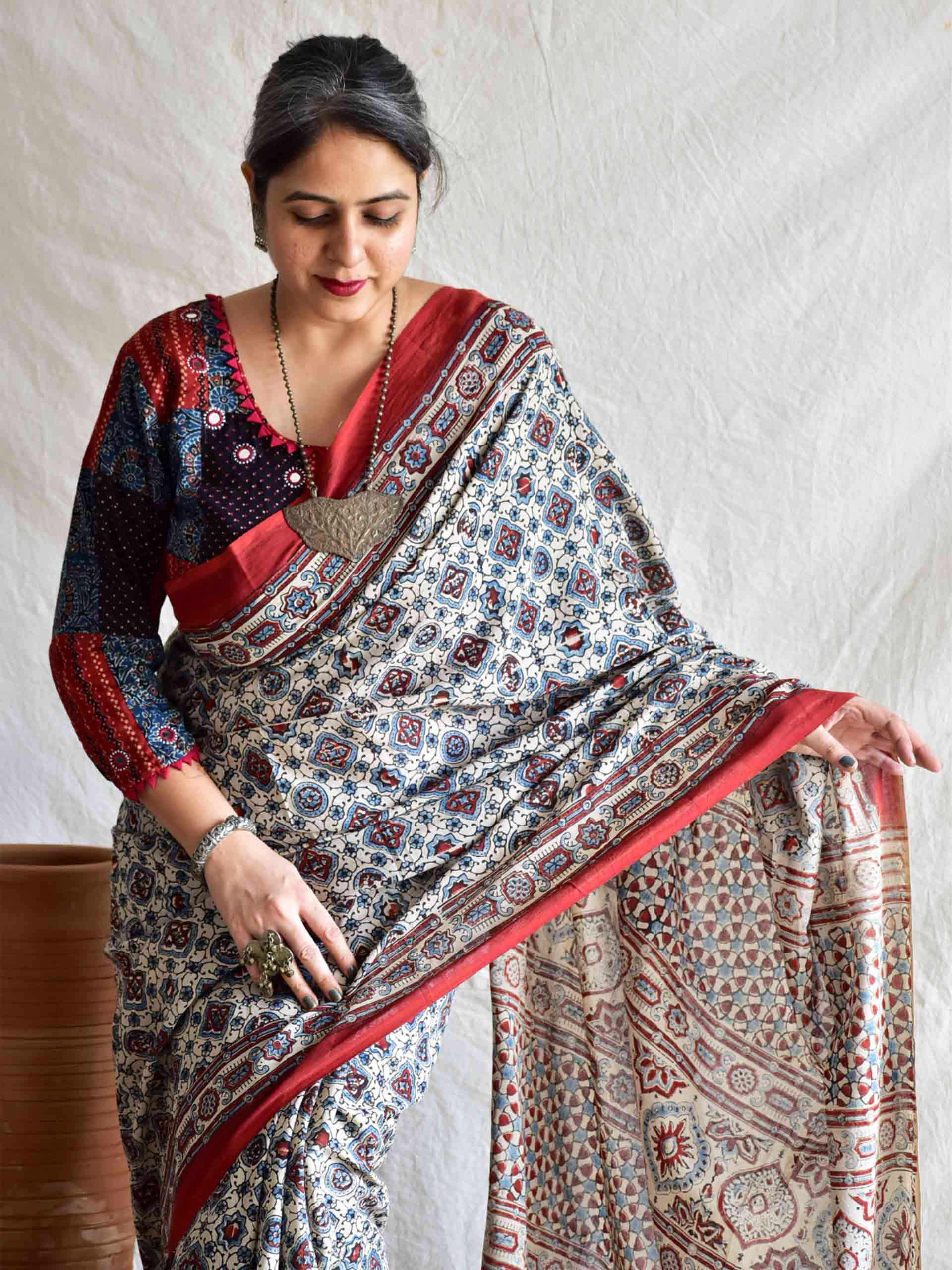 Shamma - Ajrakh cotton saree