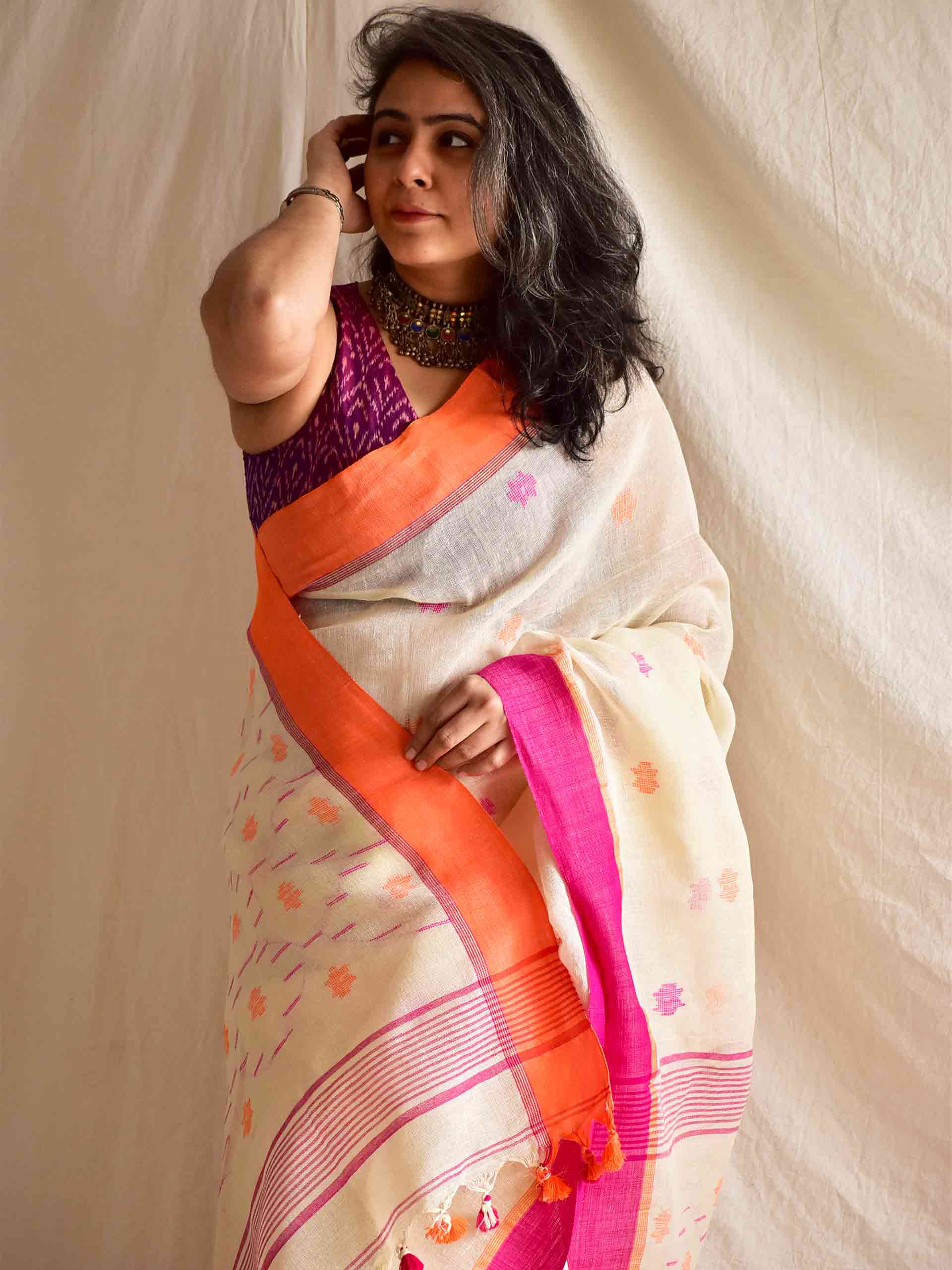 Himadri - linen Jamdani Saree