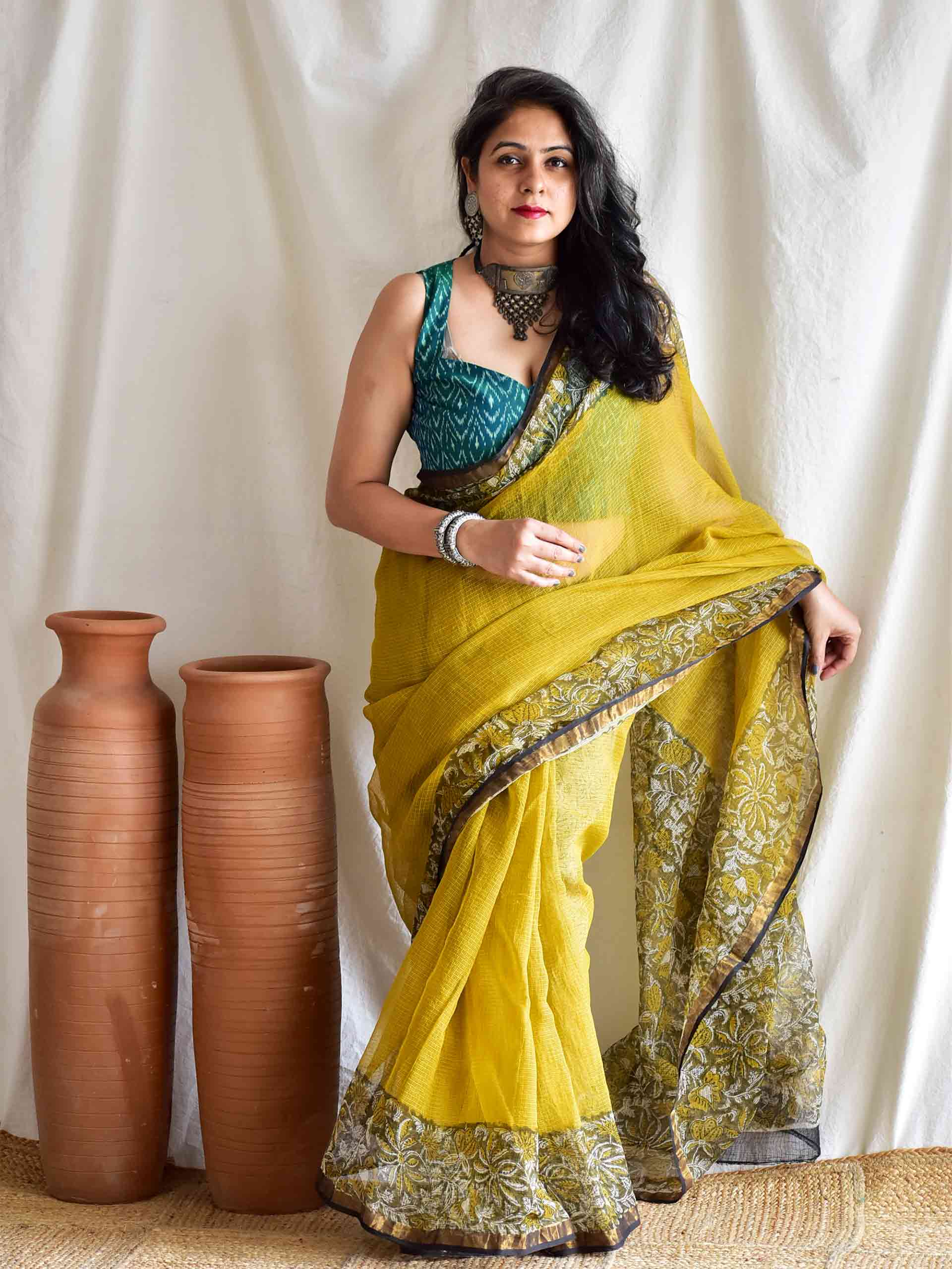 Pehli hawa - Dabu Kota Doria Saree
