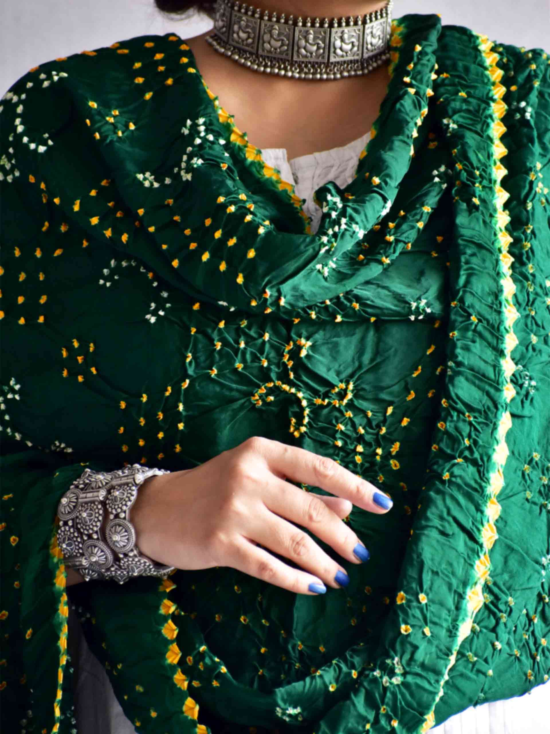 Kudrat - Bandhani Gajji silk dupatta with zari