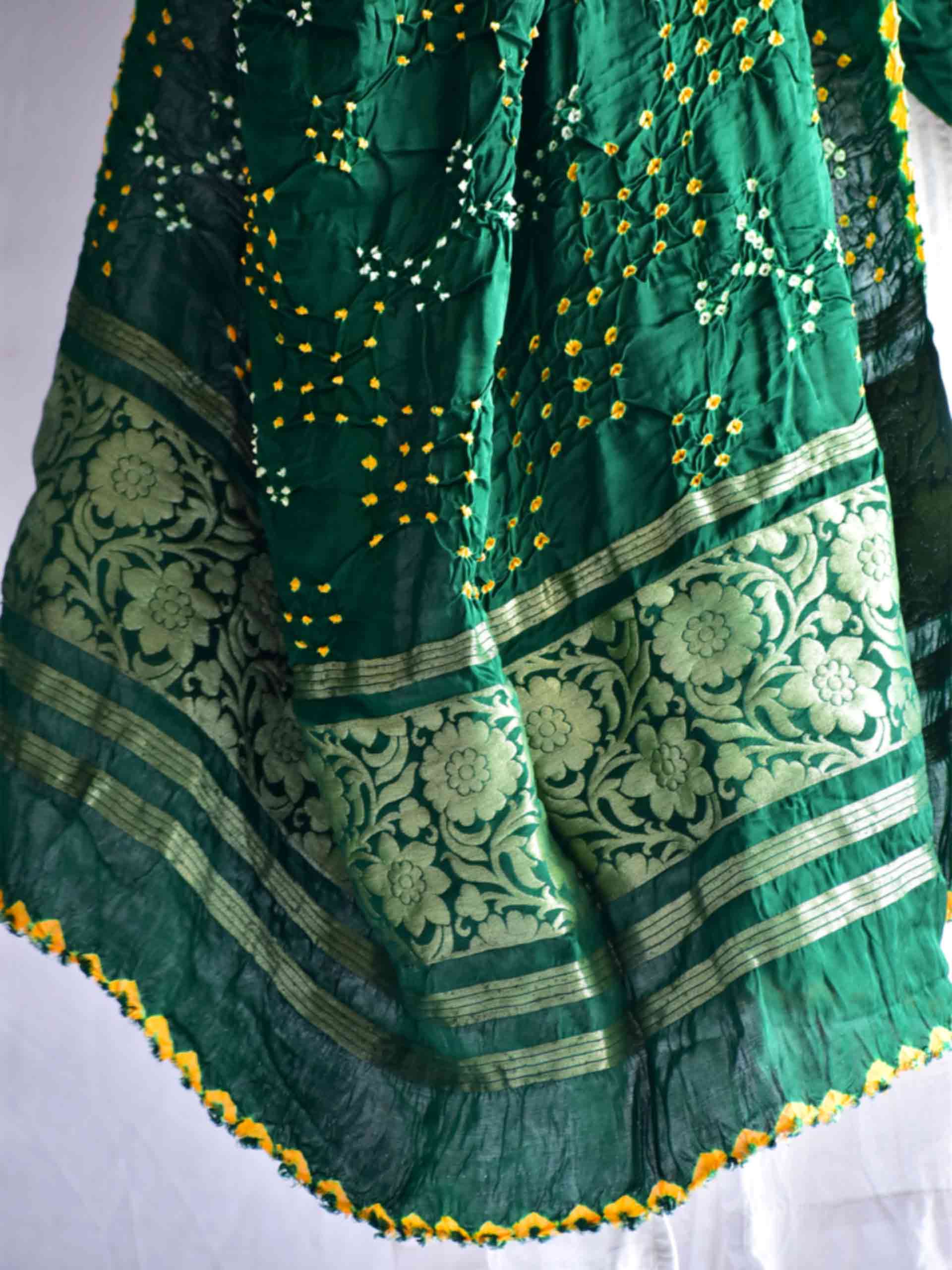Kudrat - Bandhani Gajji silk dupatta with zari