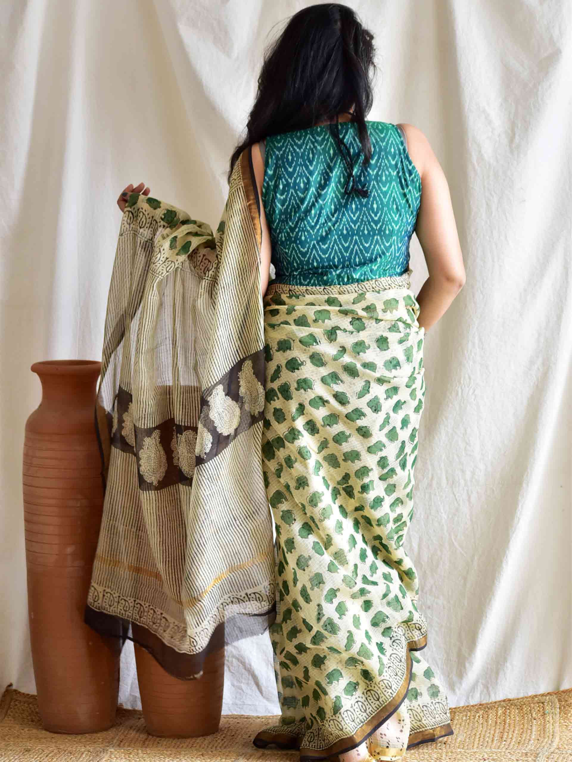 Elle - Dabu Kota Doria Saree