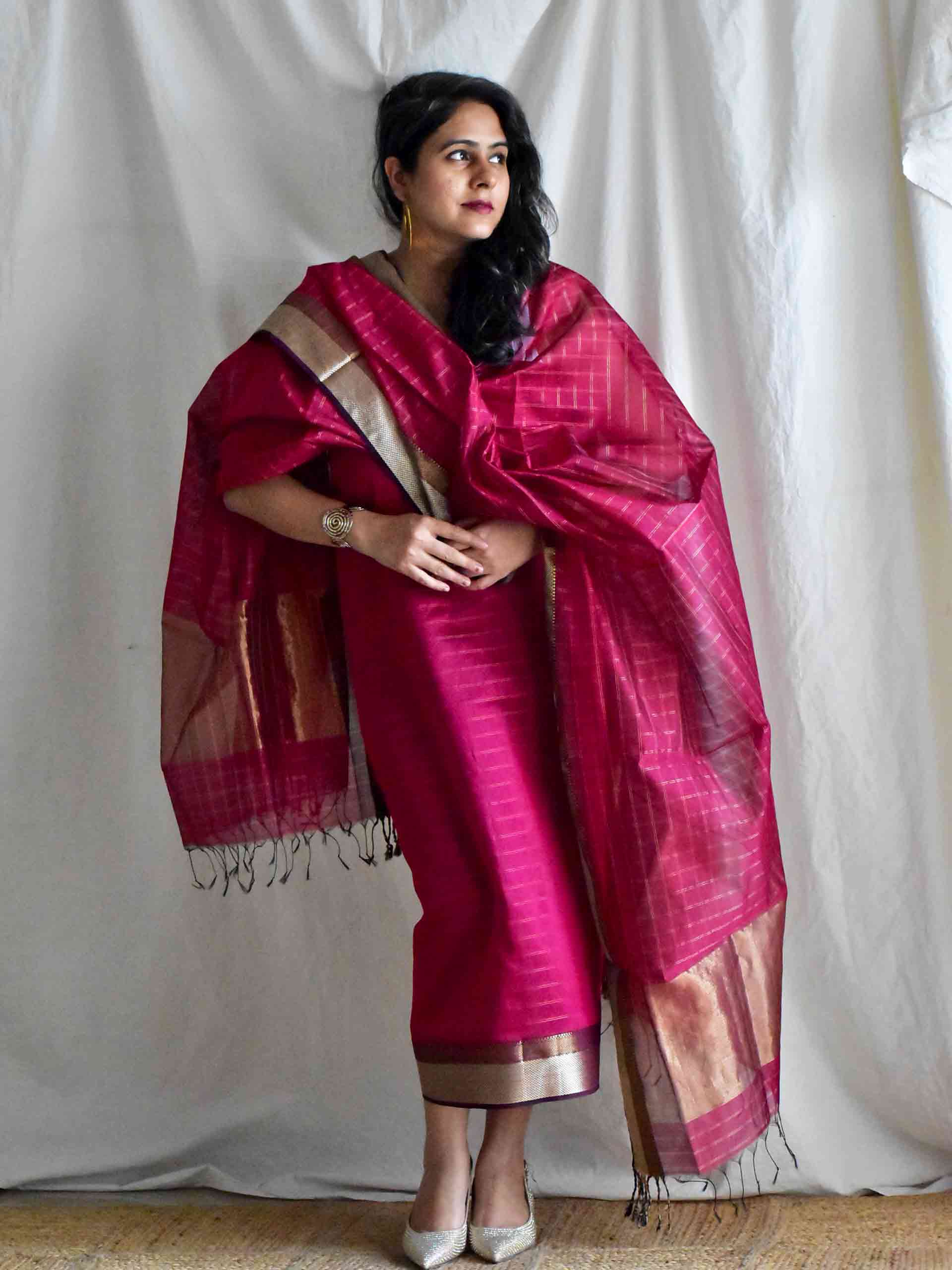 Gulaal - Handloom Maheshwari silk 2 pc suit set