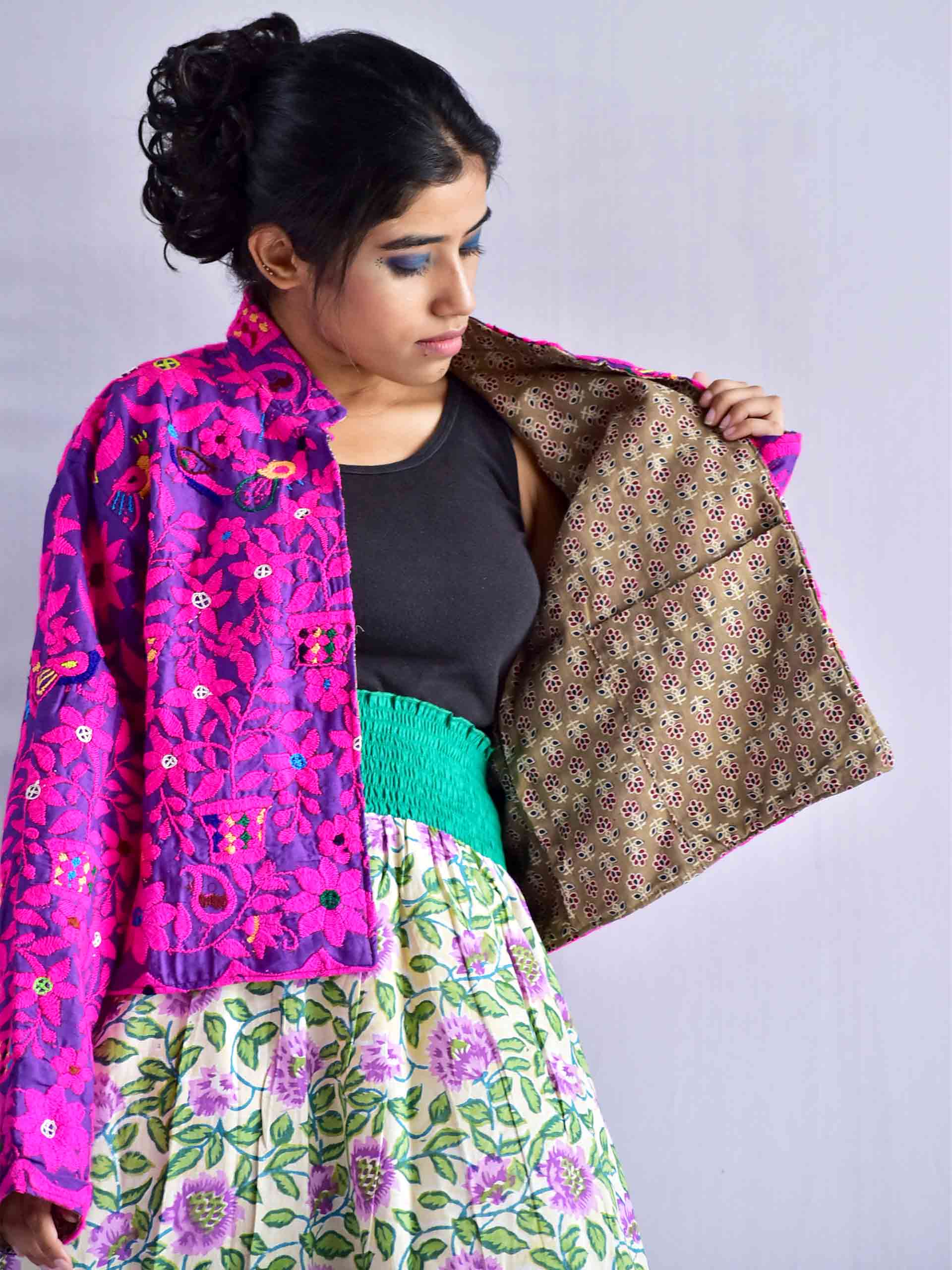 phoolkumari - hand embroidered Reversible jacket