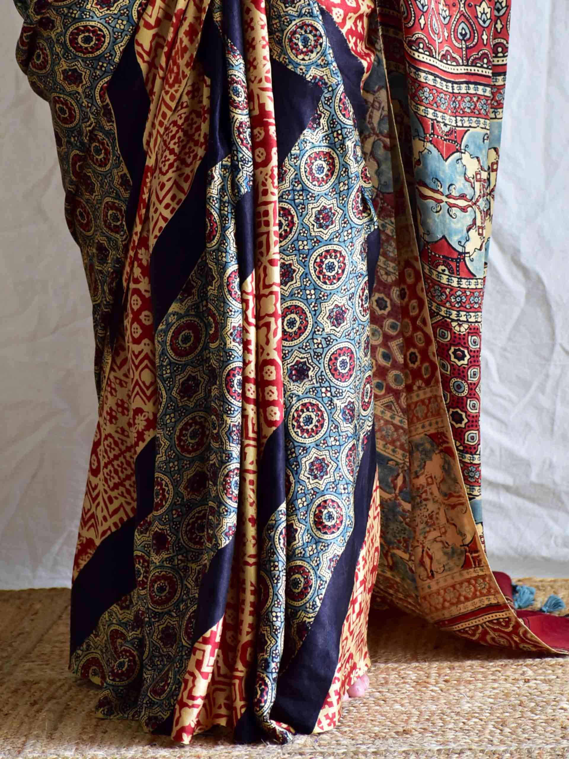 Muskaan - Ajrakh hand block printed gajji silk saree