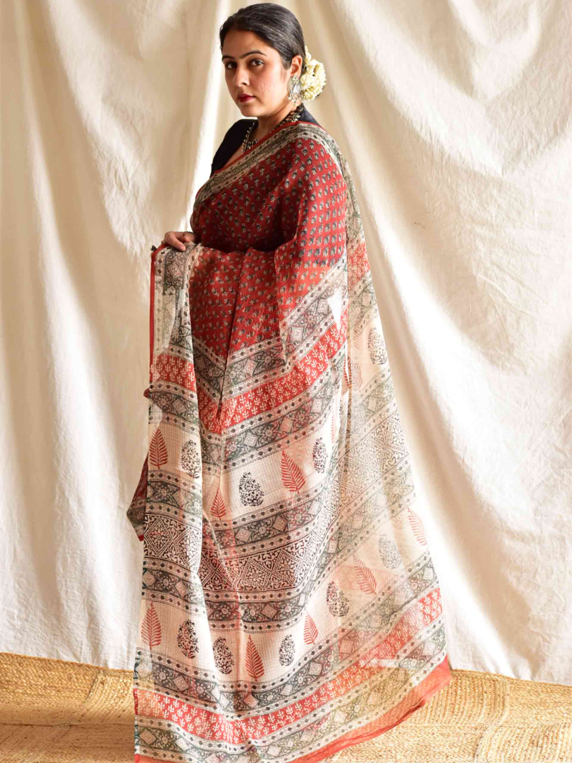 Lali - Dabu Kota Doria Saree