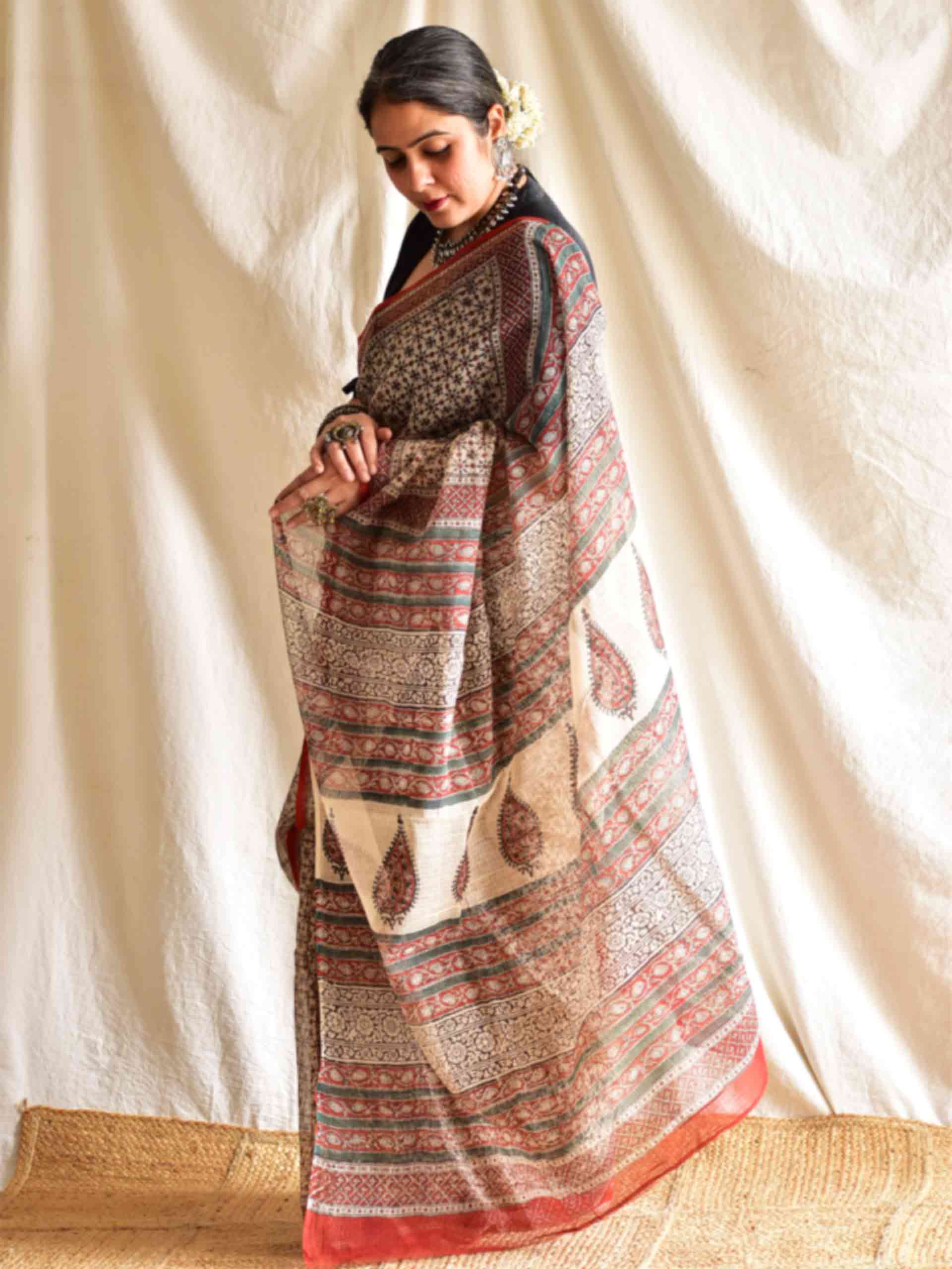 Heera - Dabu Kota Doria Saree