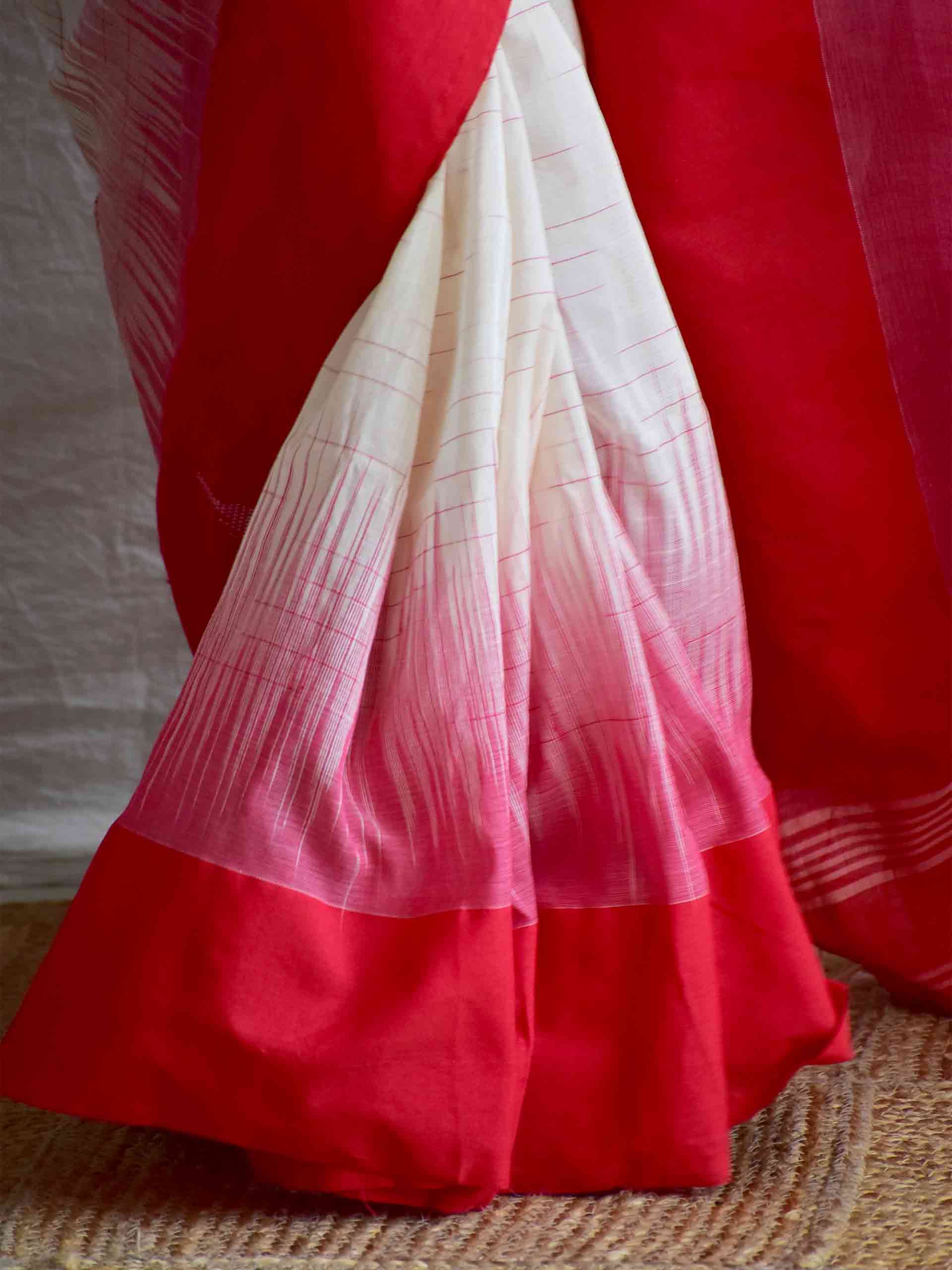 Lal Paar Jamdani - Mul Jamdani Saree