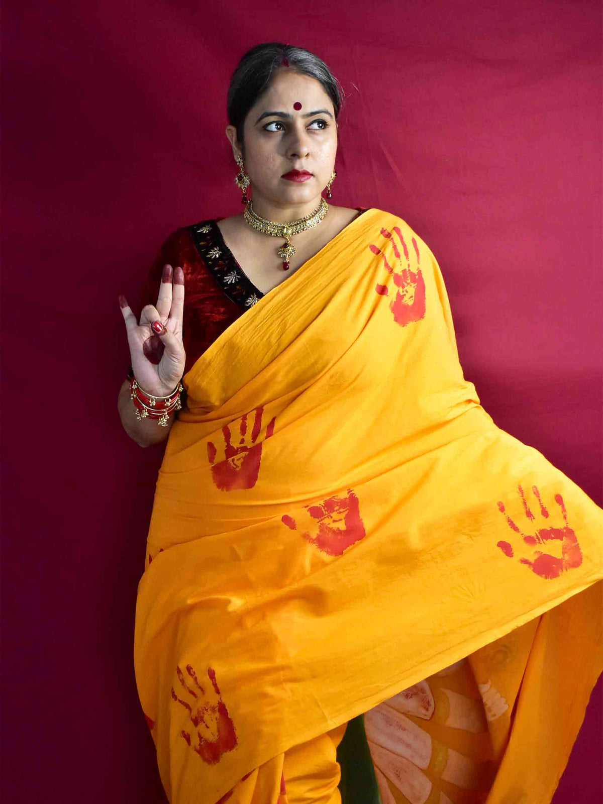 Devi Hasta - Handpainted saree