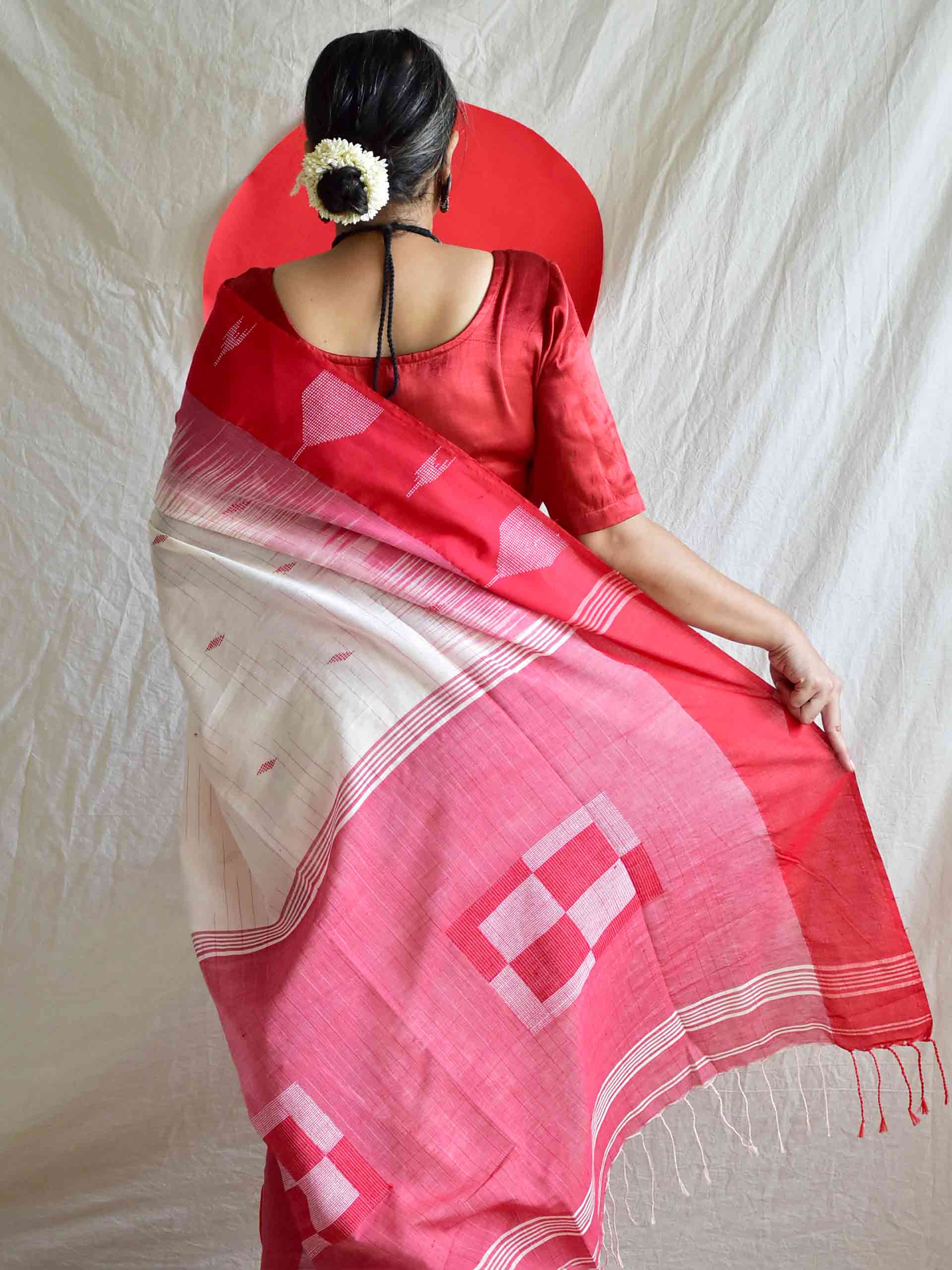 Lal Paar Jamdani - Mul Jamdani Saree