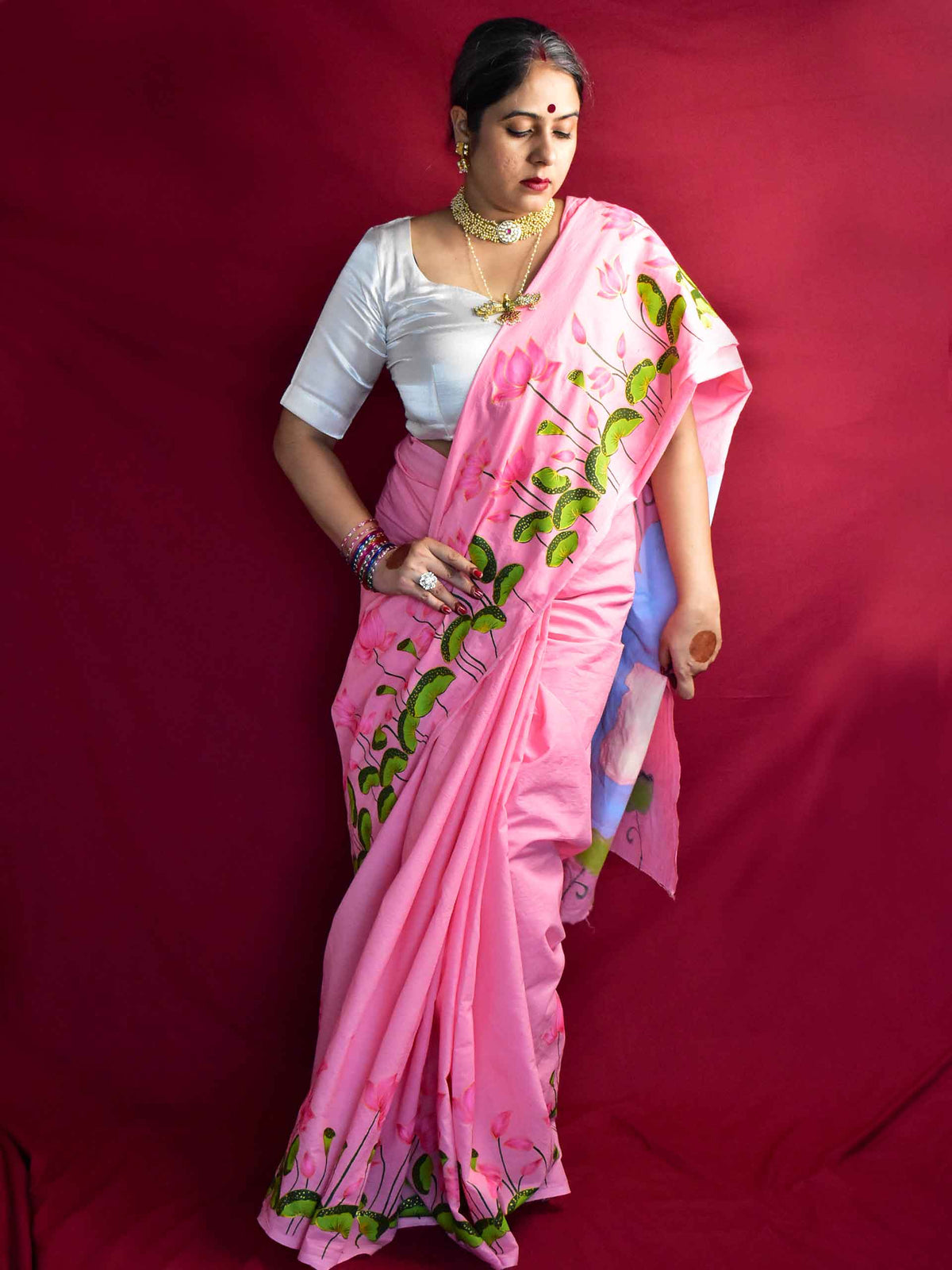 Gauri Sarovar - Handpainted saree