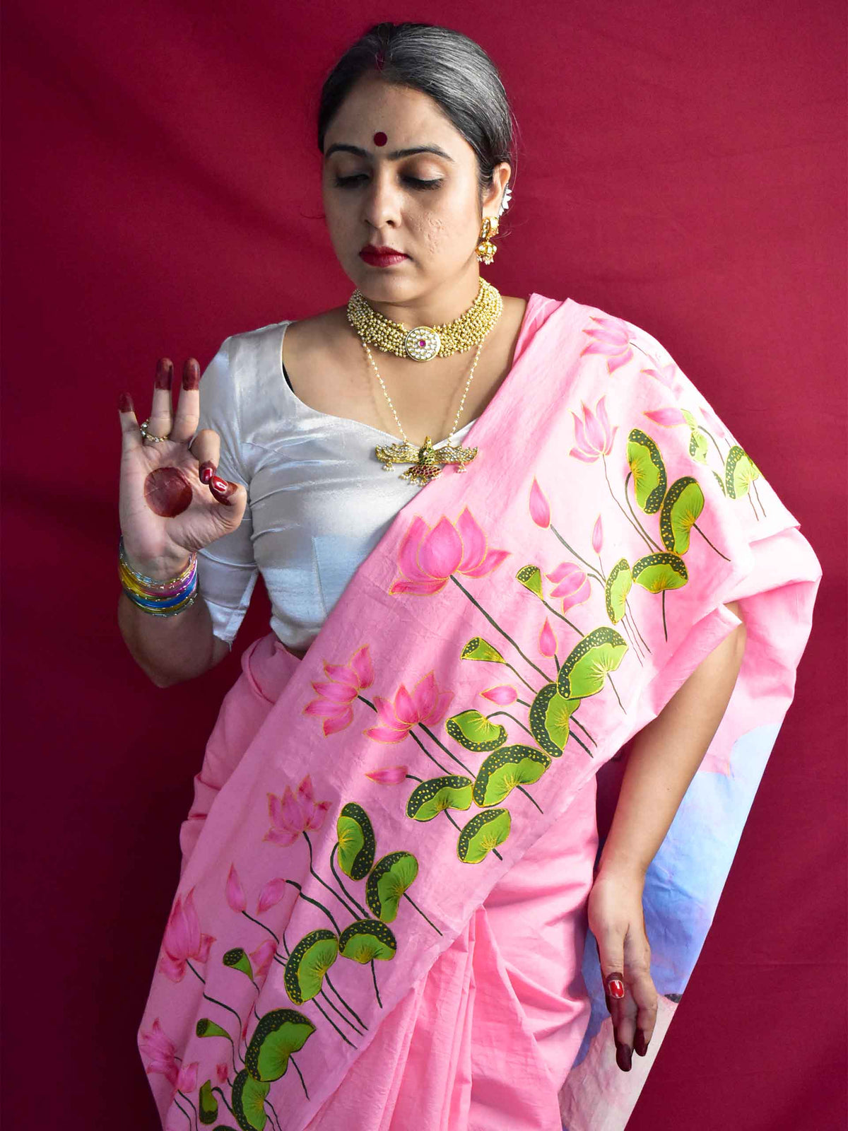 Gauri Sarovar - Handpainted saree
