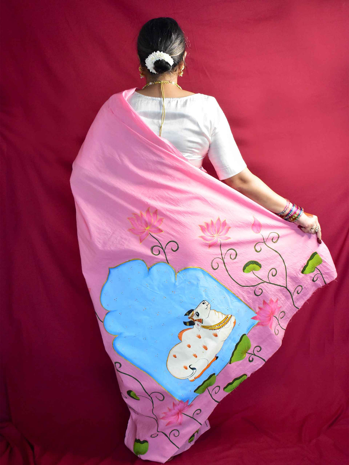 Gauri Sarovar - Handpainted saree