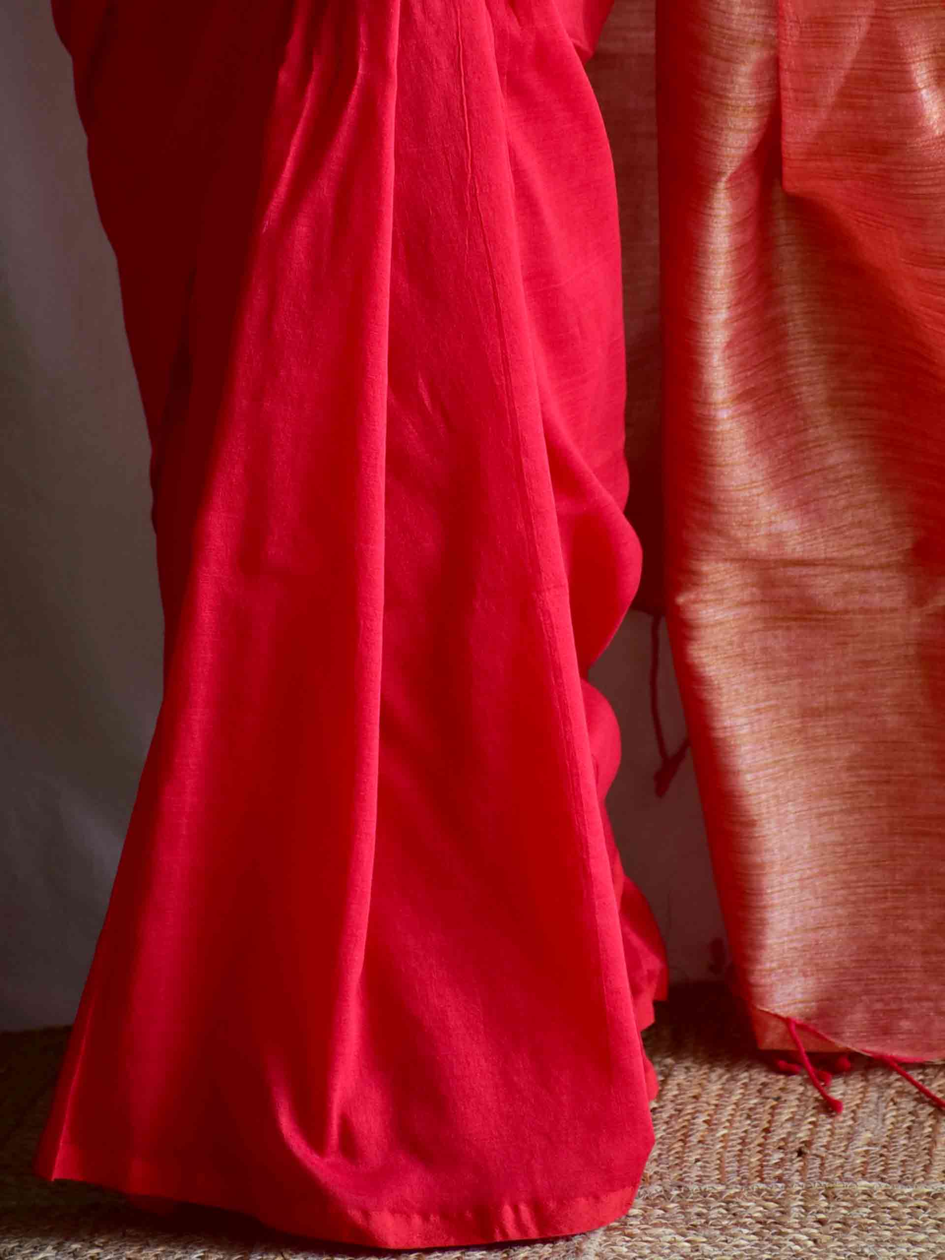 fiery - Dual shaded cotton saree