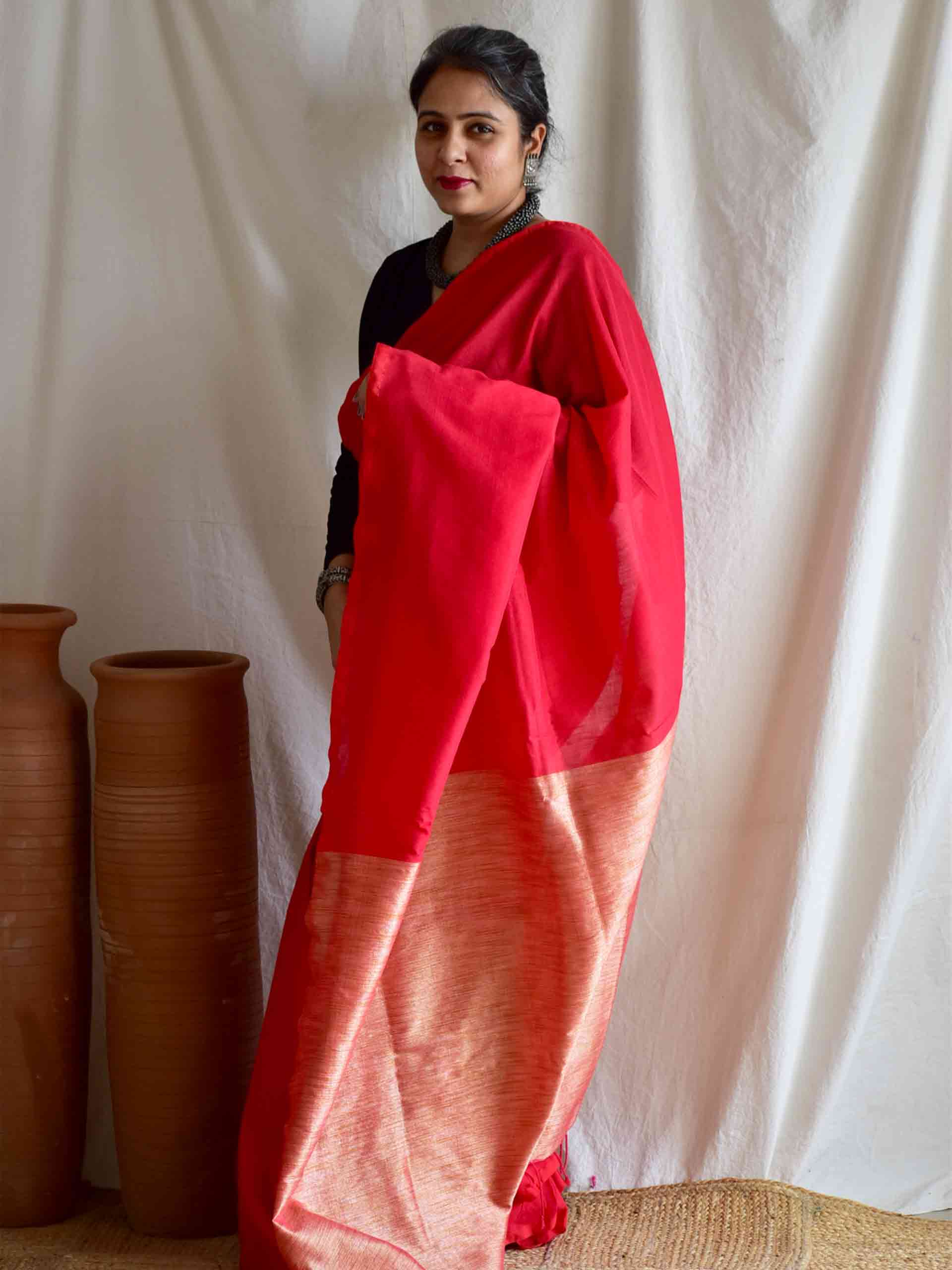 fiery - Dual shaded cotton saree