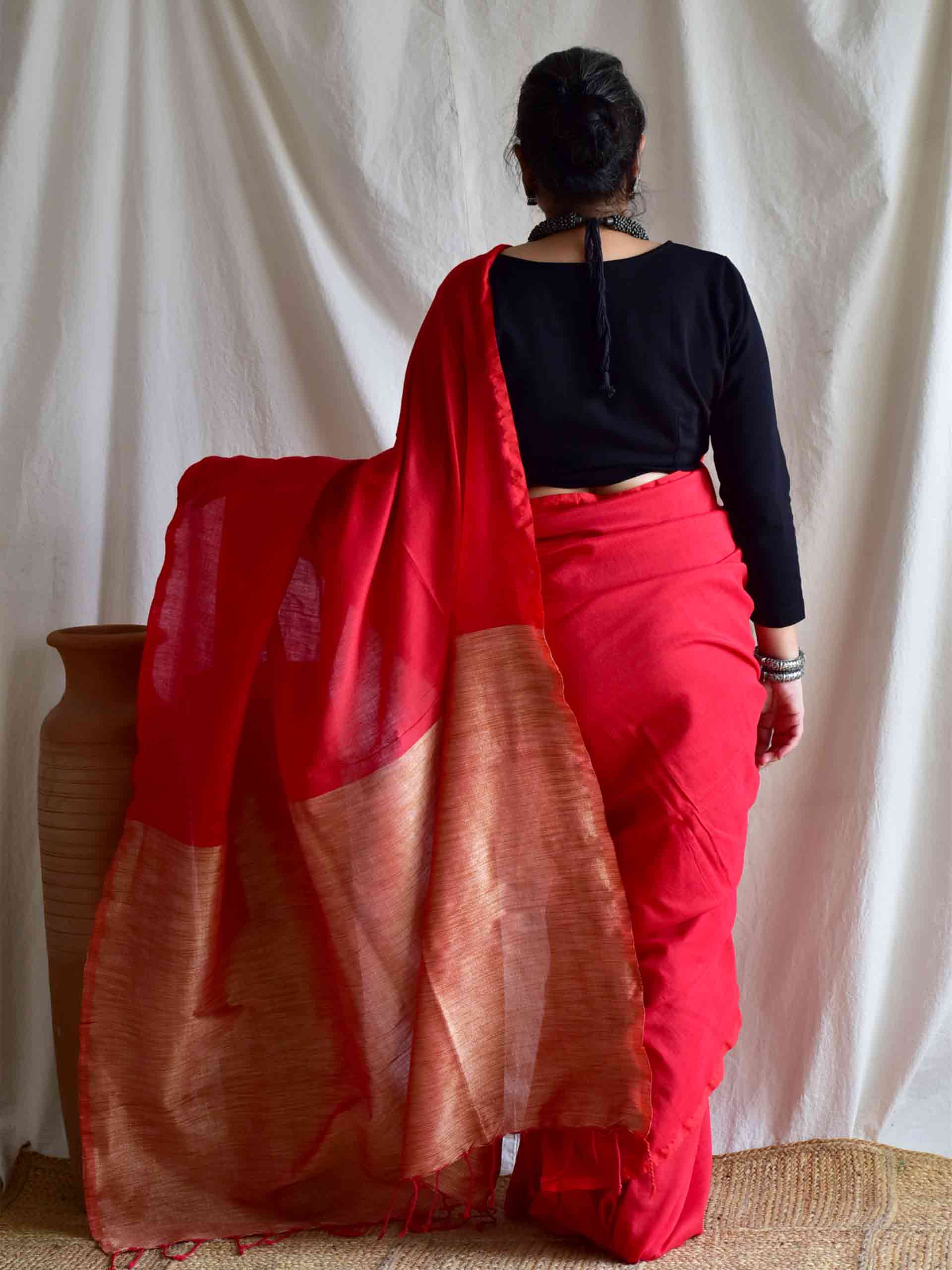 fiery - Dual shaded cotton saree
