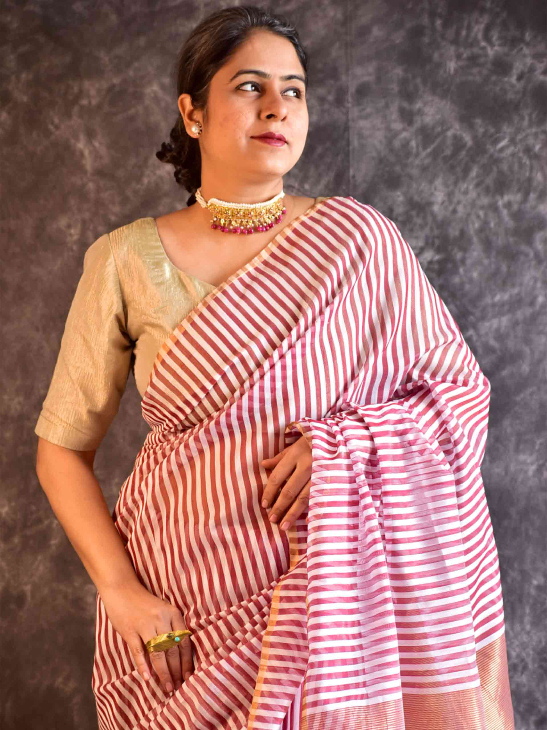 Rekhaye - Maheshwari Handloom Silk Saree