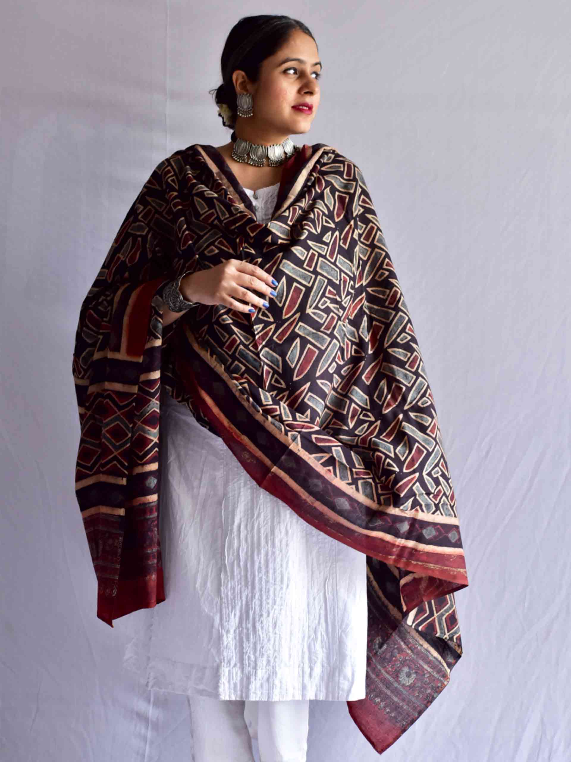 Pankh - Ajrakh Mul cotton dupatta
