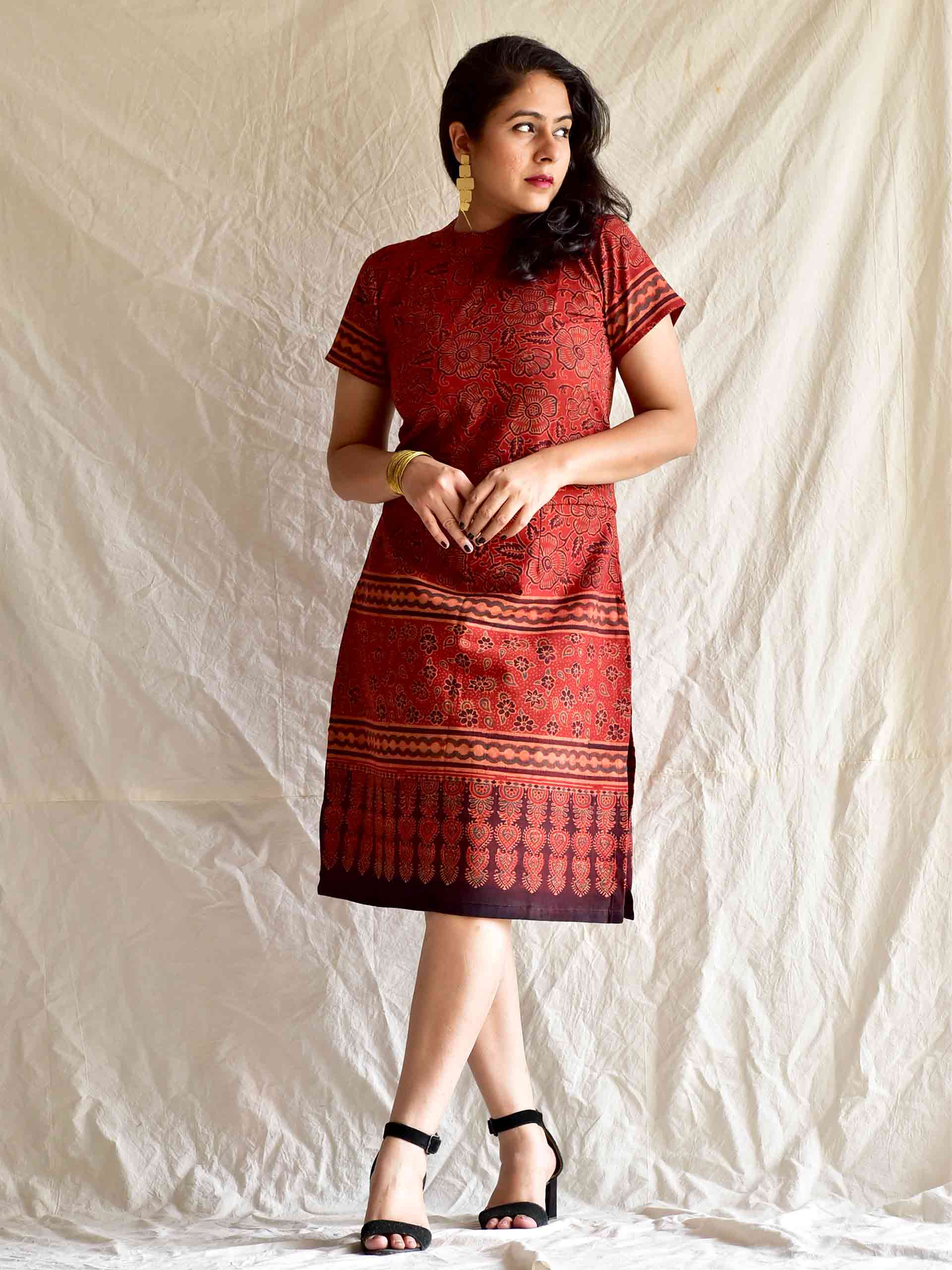 Eve -  Ajrakh hand block printed skirt set