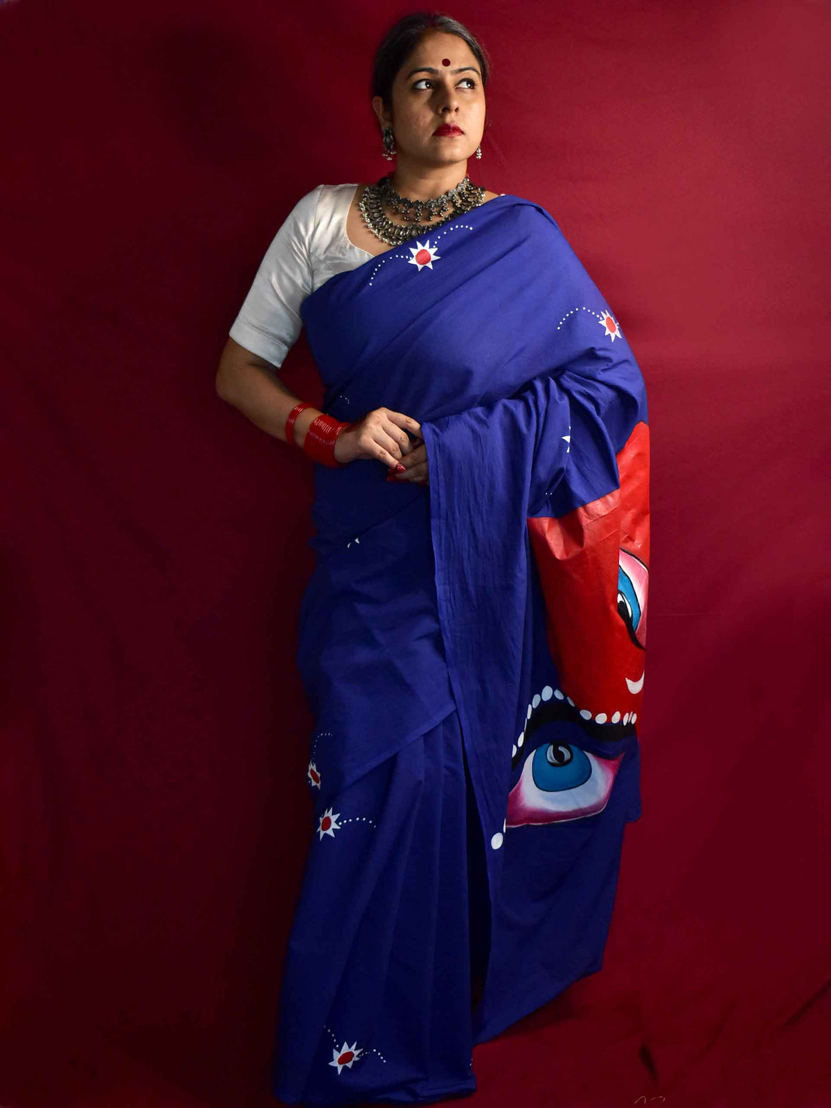 Kalaratri Drishti - Handpainted saree