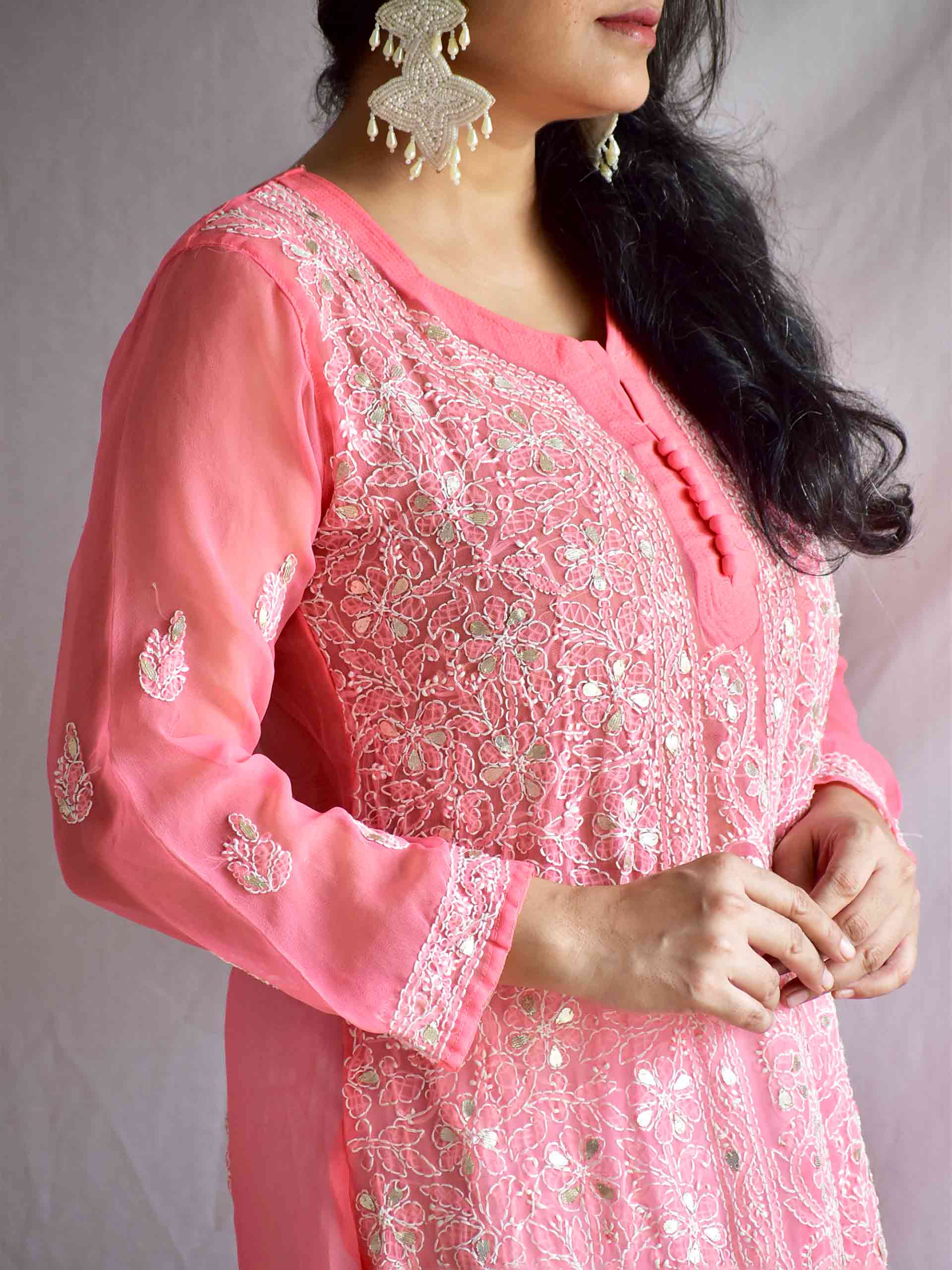 Gulaabi rang - Chikankari Kurta