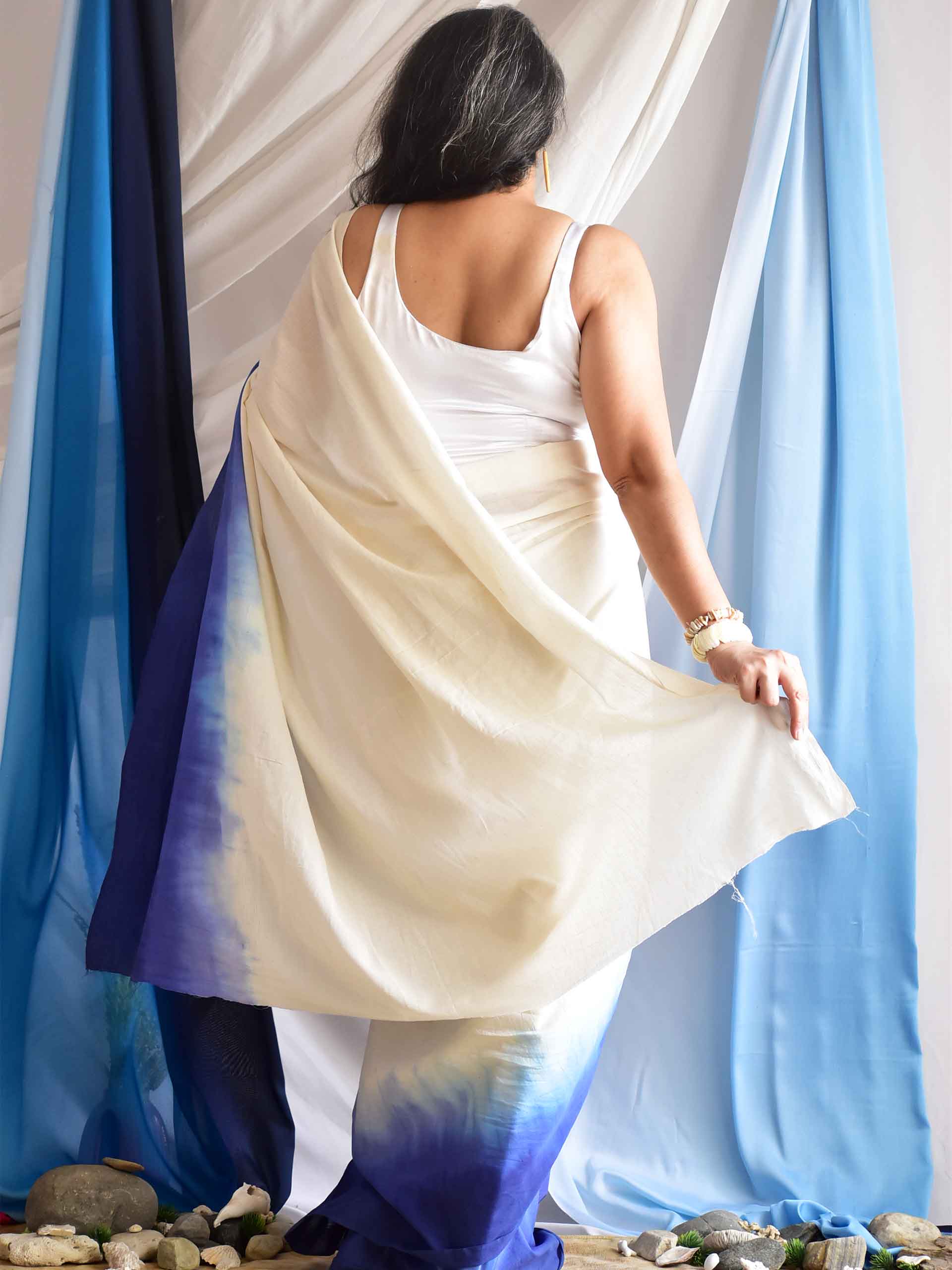 Horizon - Ombre Tie-Dye mul Saree