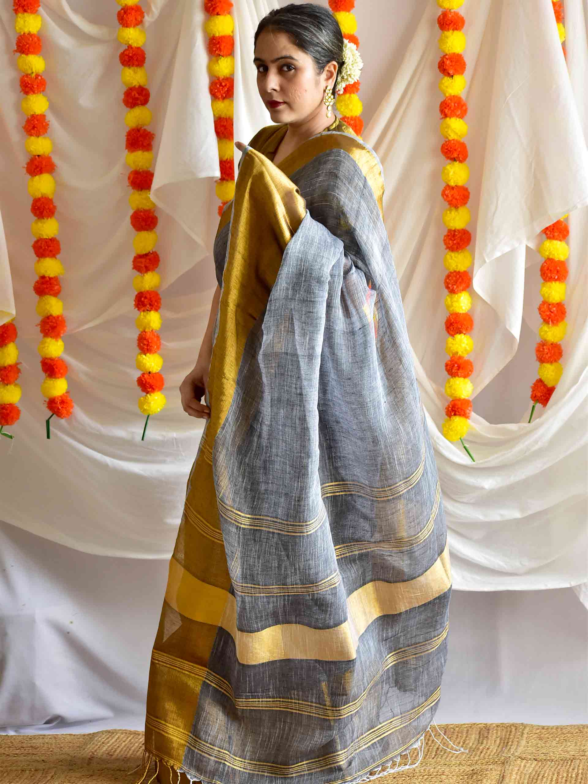 North star - Linen zari Saree
