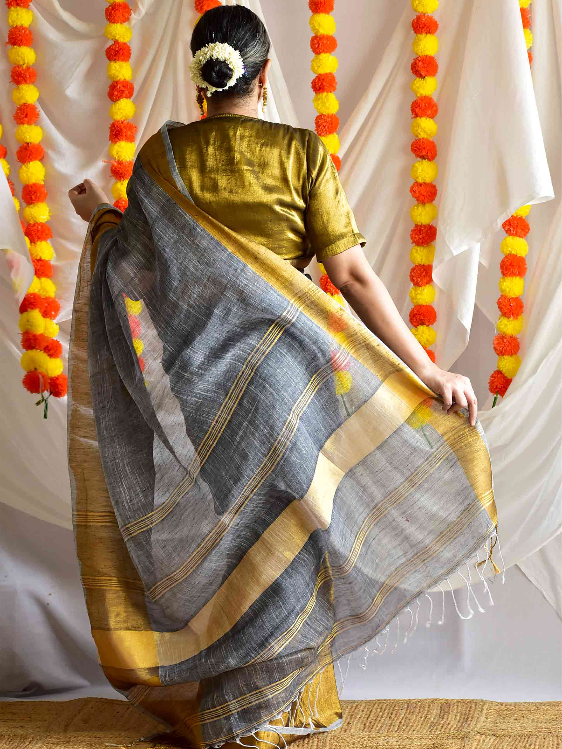 North star - Linen zari Saree