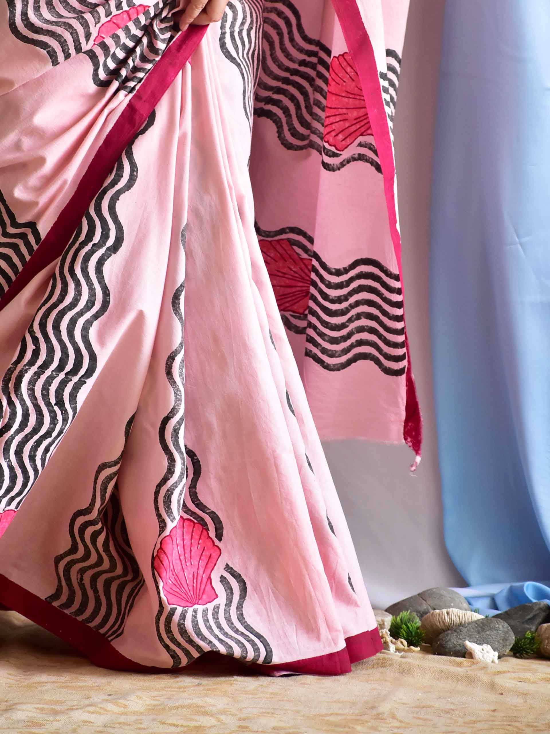 Venus - Hand Block printed cotton saree