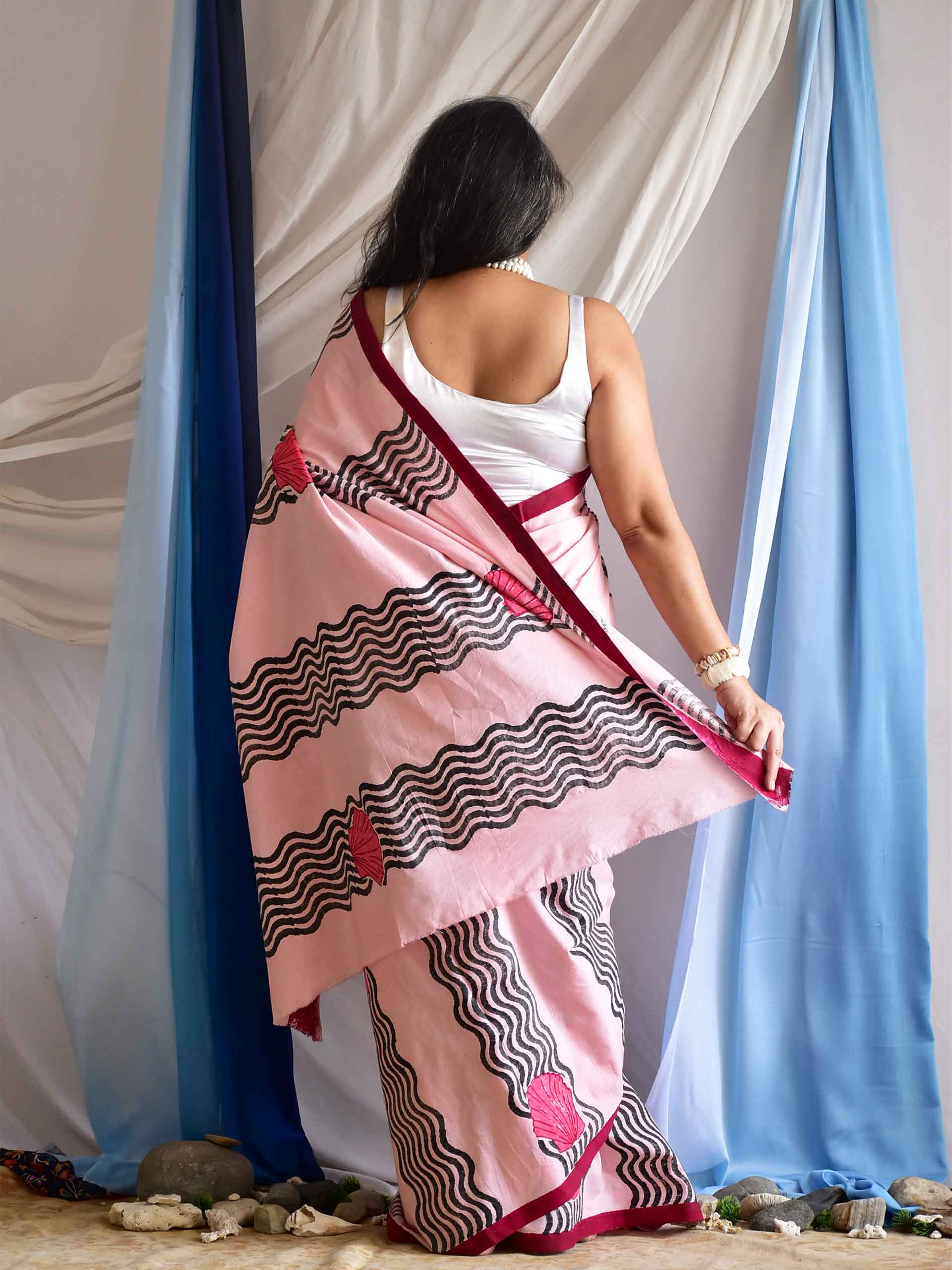 Venus - Hand Block printed cotton saree