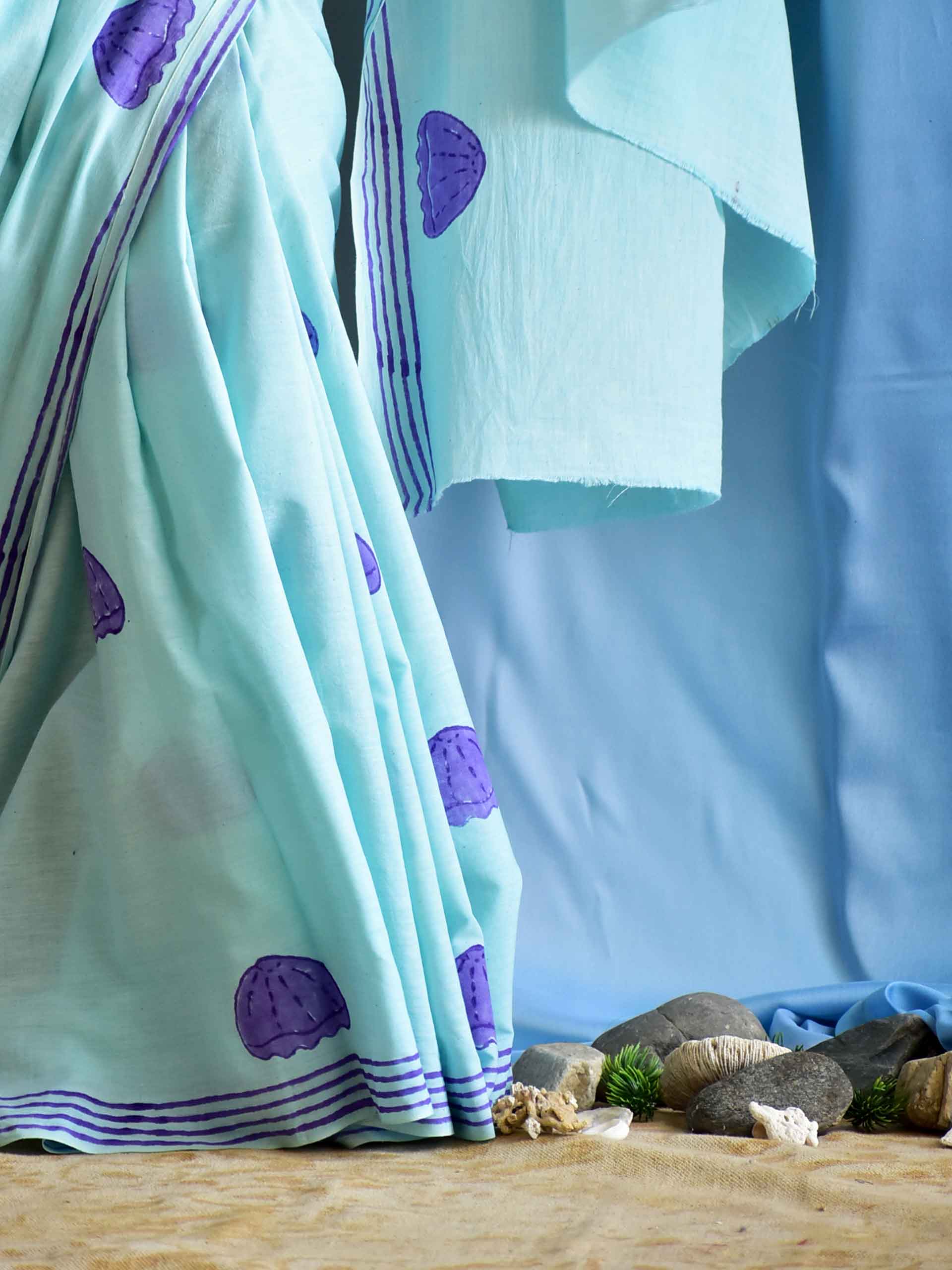 Medusa - Hand Block cotton saree