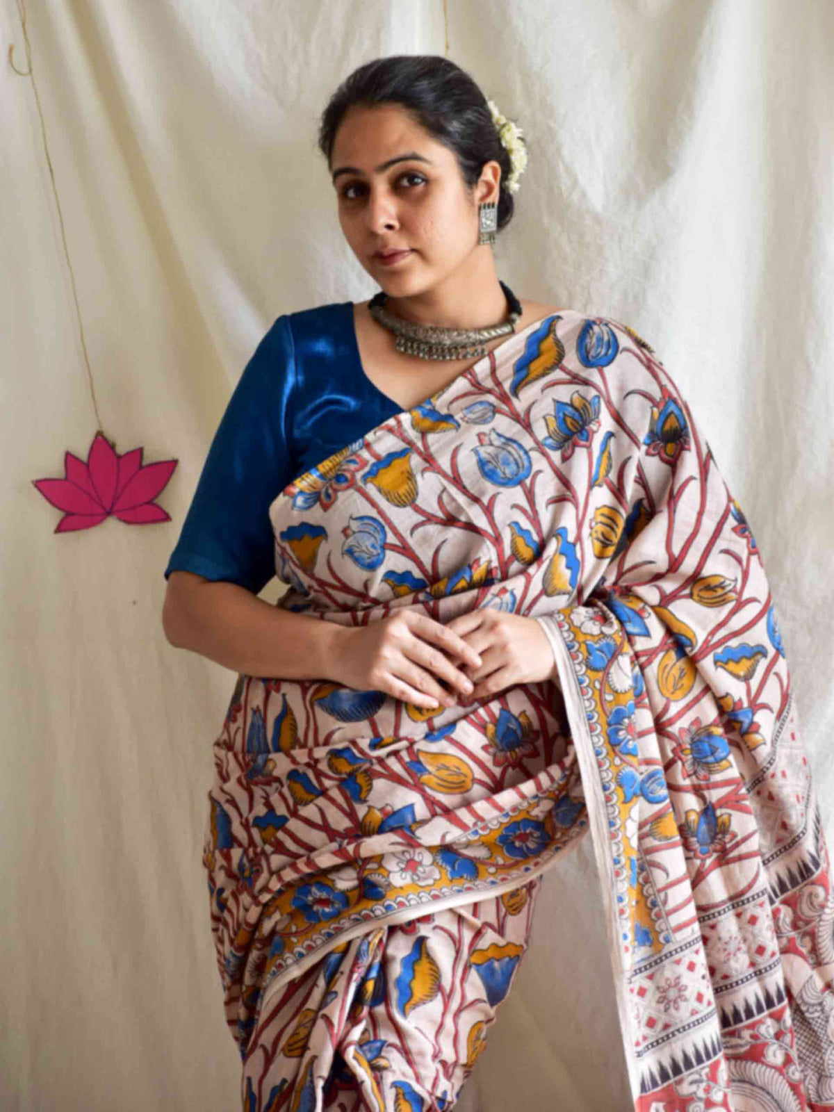 UD018- Tulip Gardens kalamkari printed saree