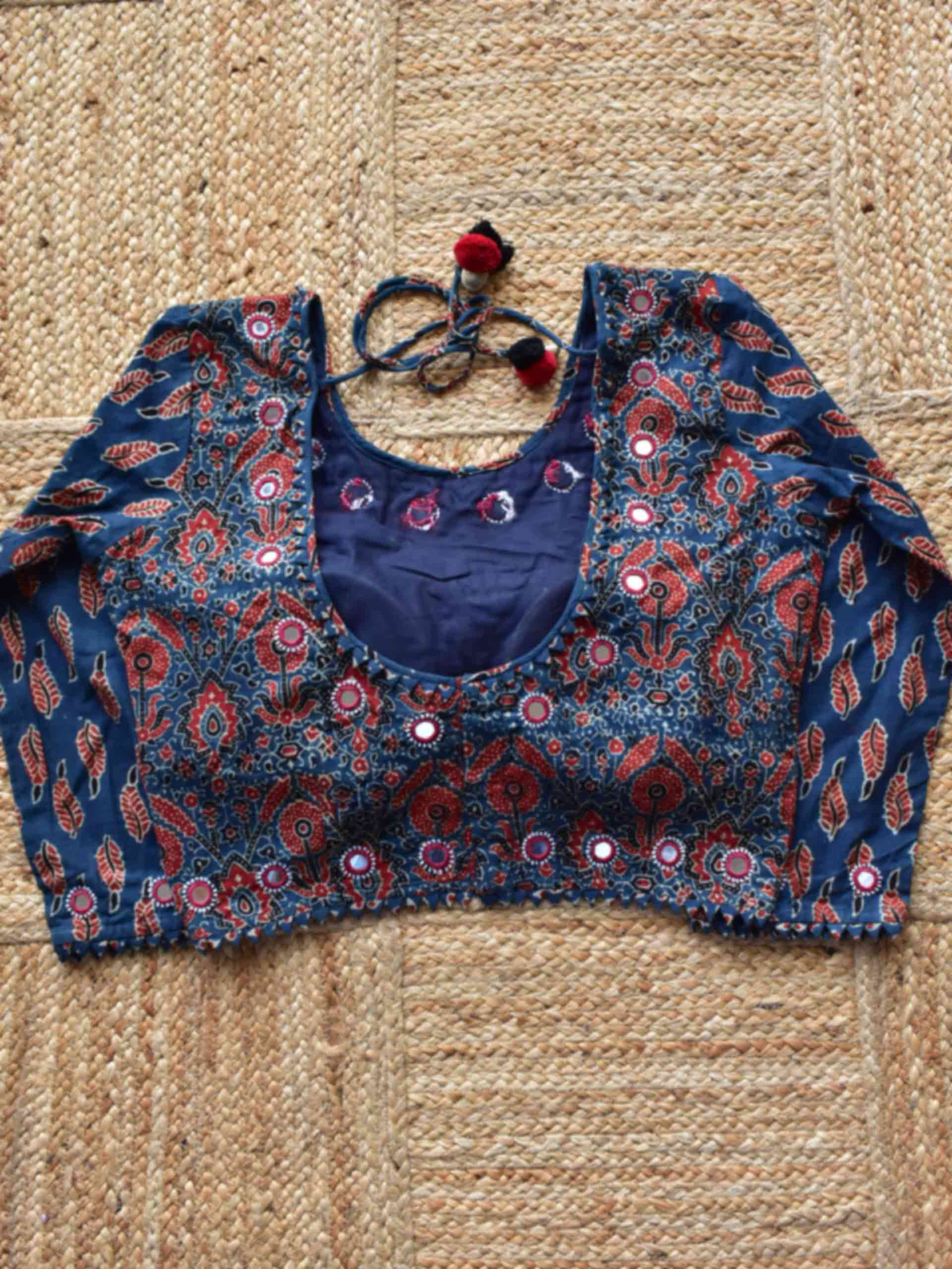 Sample 005 - Ajrakh Kutch mirror work blouse
