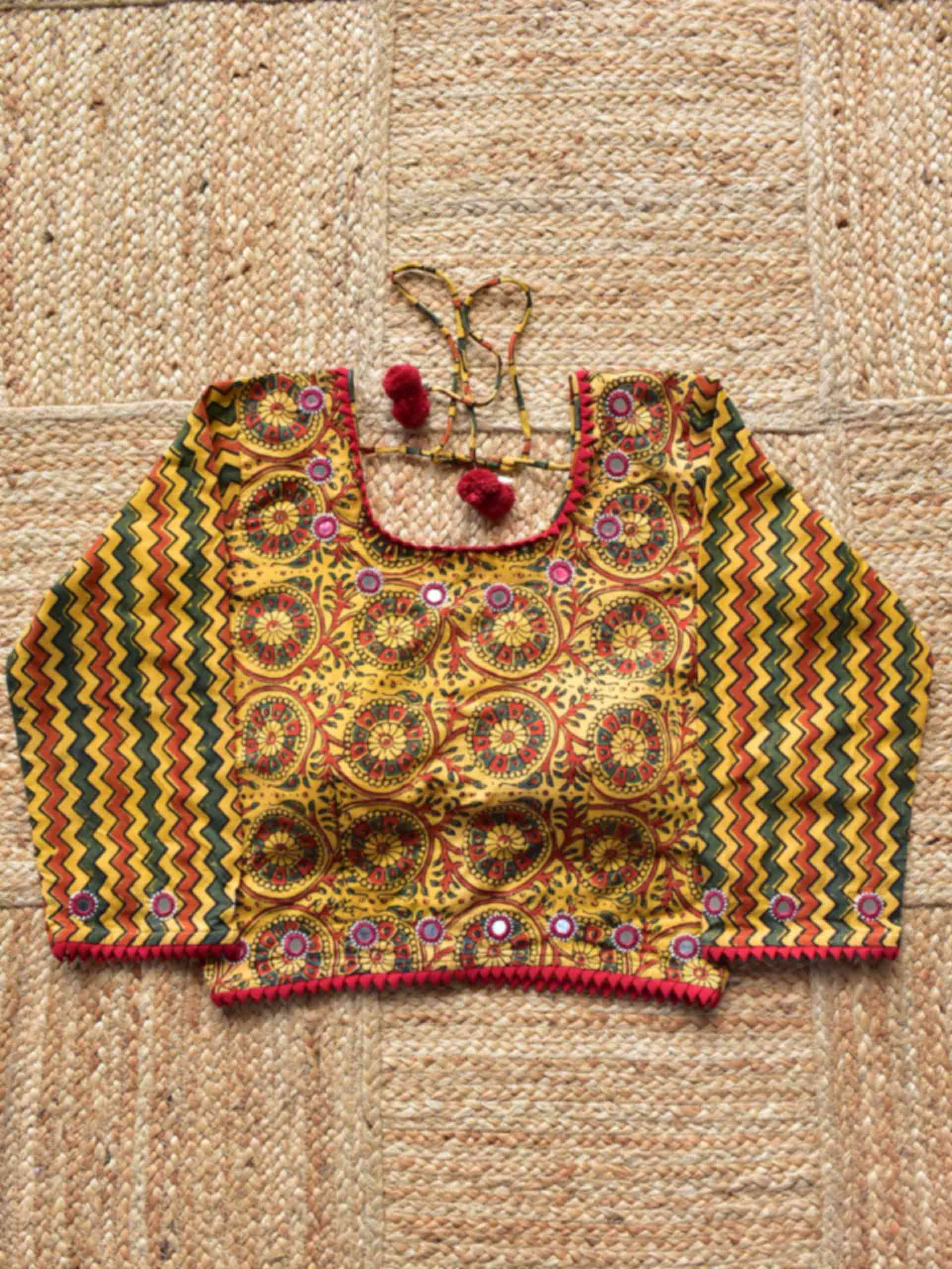 Sample 006 - Ajrakh Kutch mirror work blouse