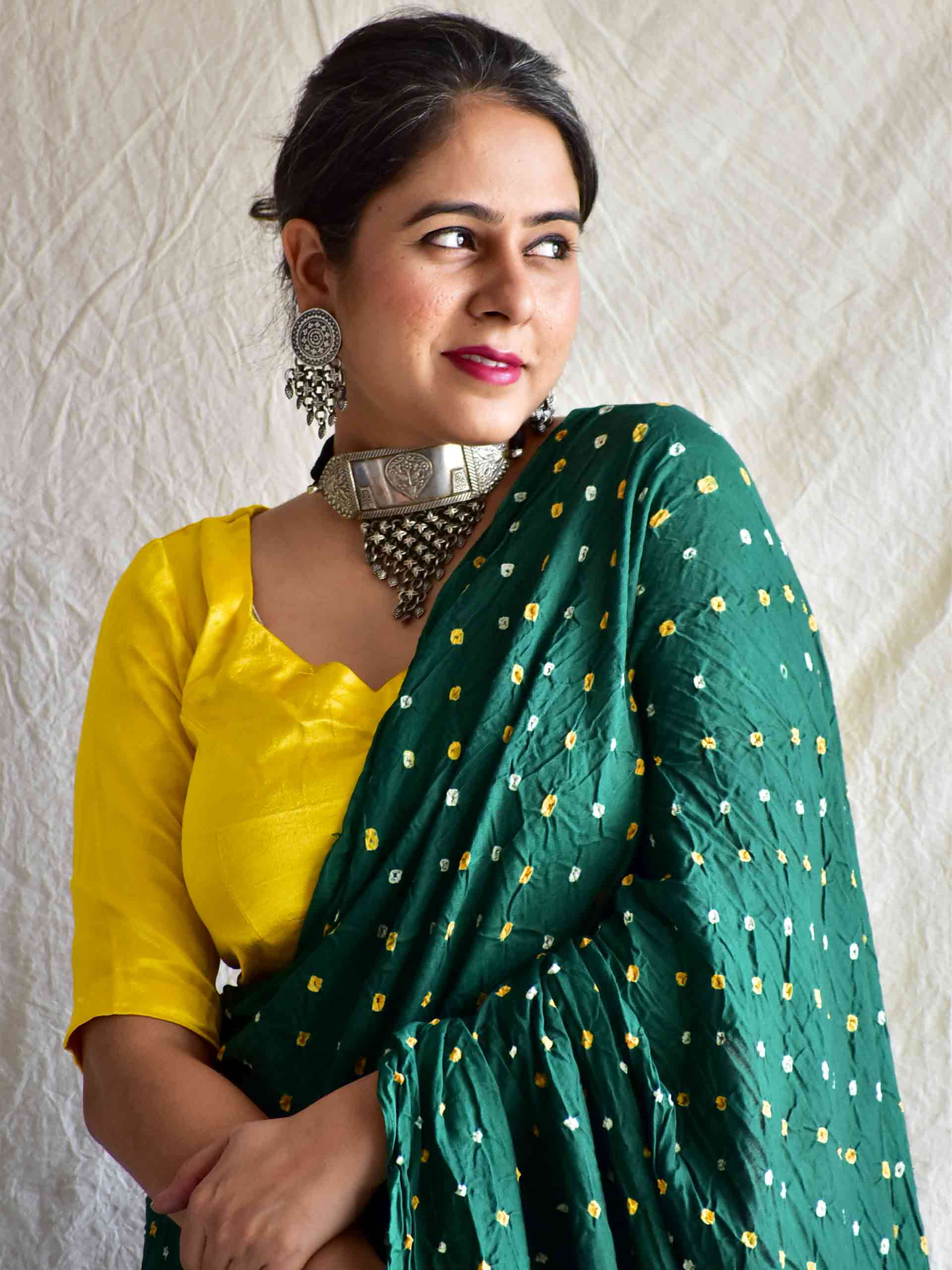 Hari Mirch - Bandhej Saree