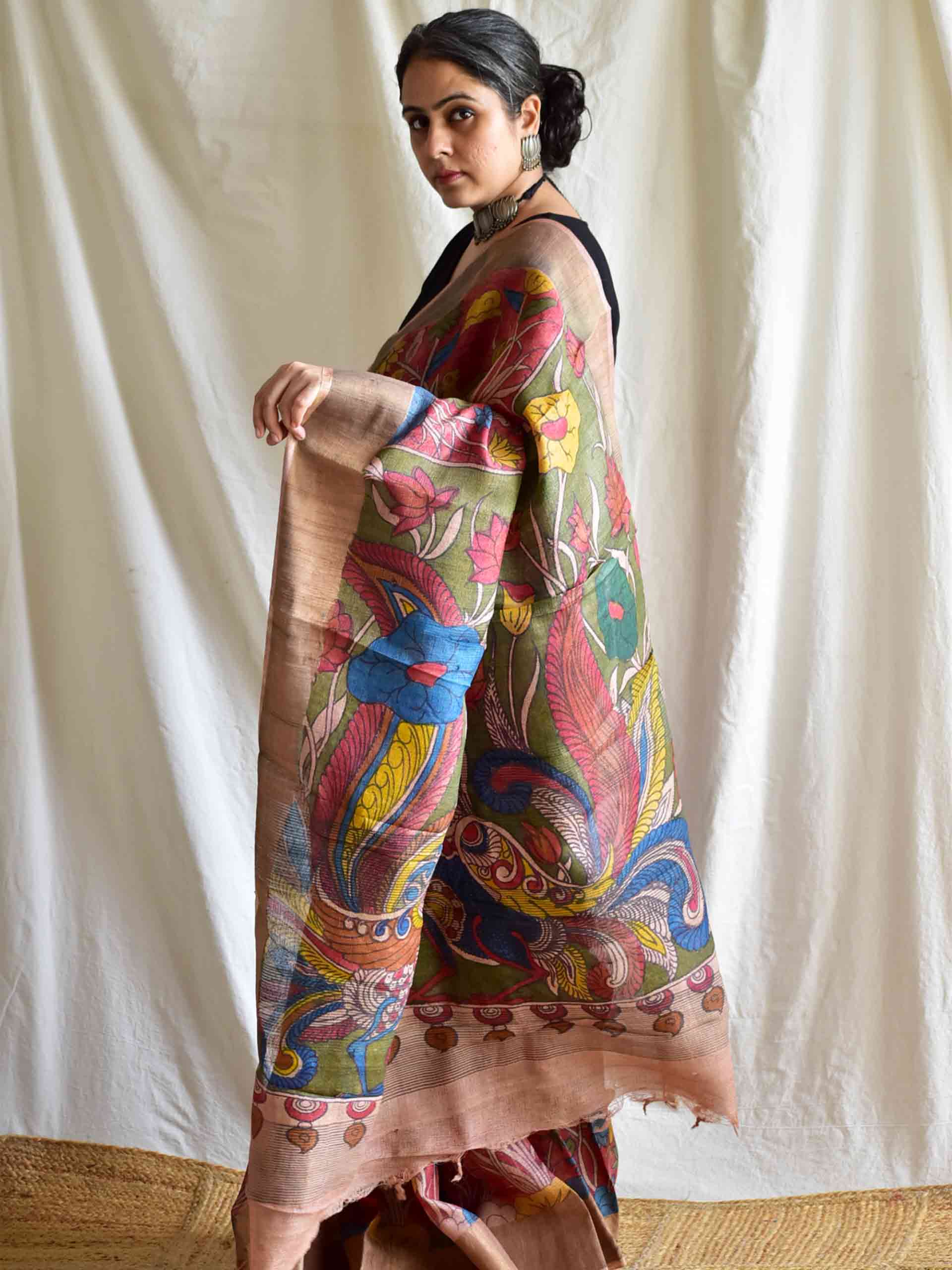 UD009 - Kalamkari Tussar silk saree