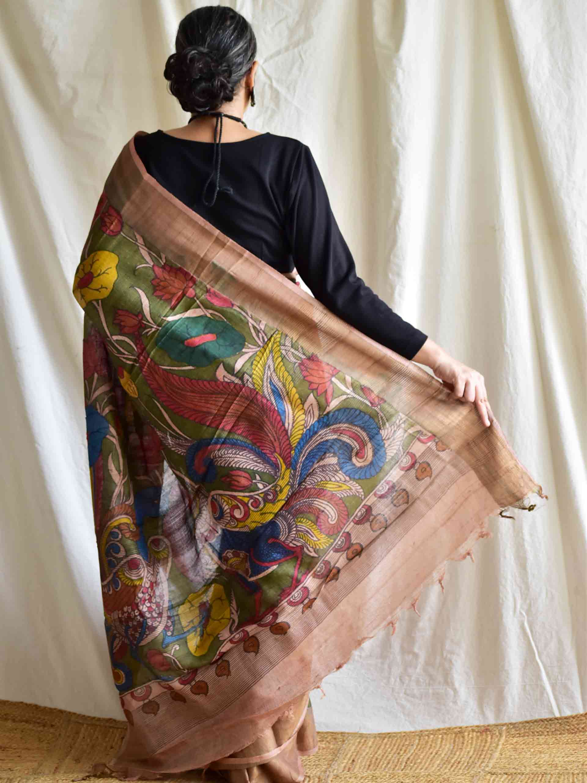UD009 - Kalamkari Tussar silk saree