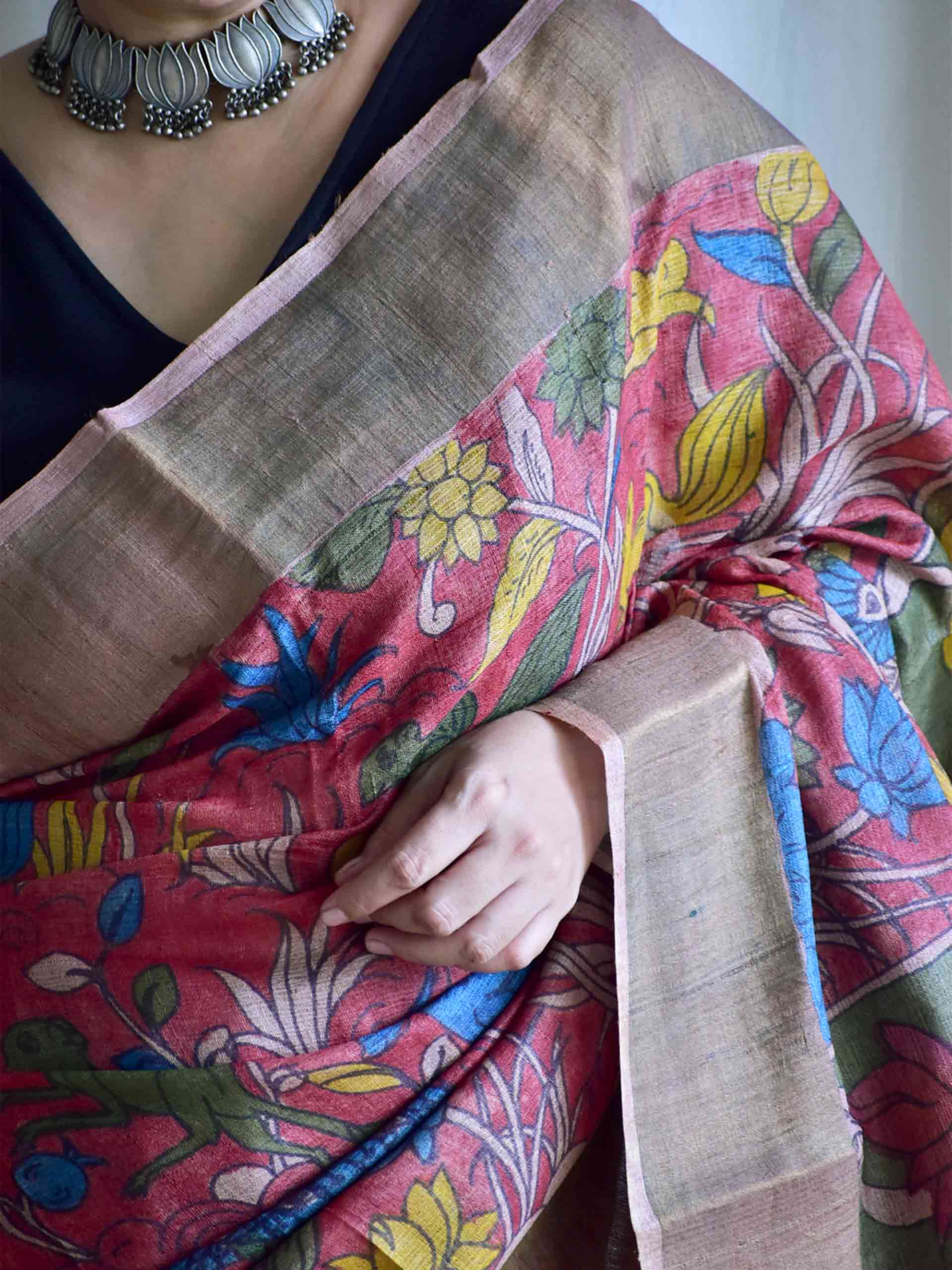 UD009 - Kalamkari Tussar silk saree