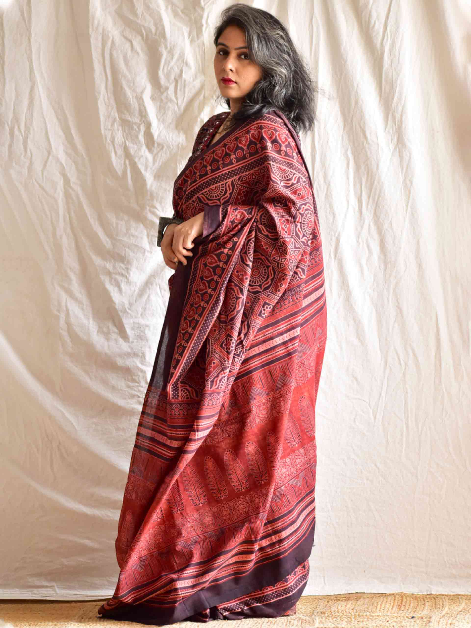 Mudra Dabu mul cotton saree