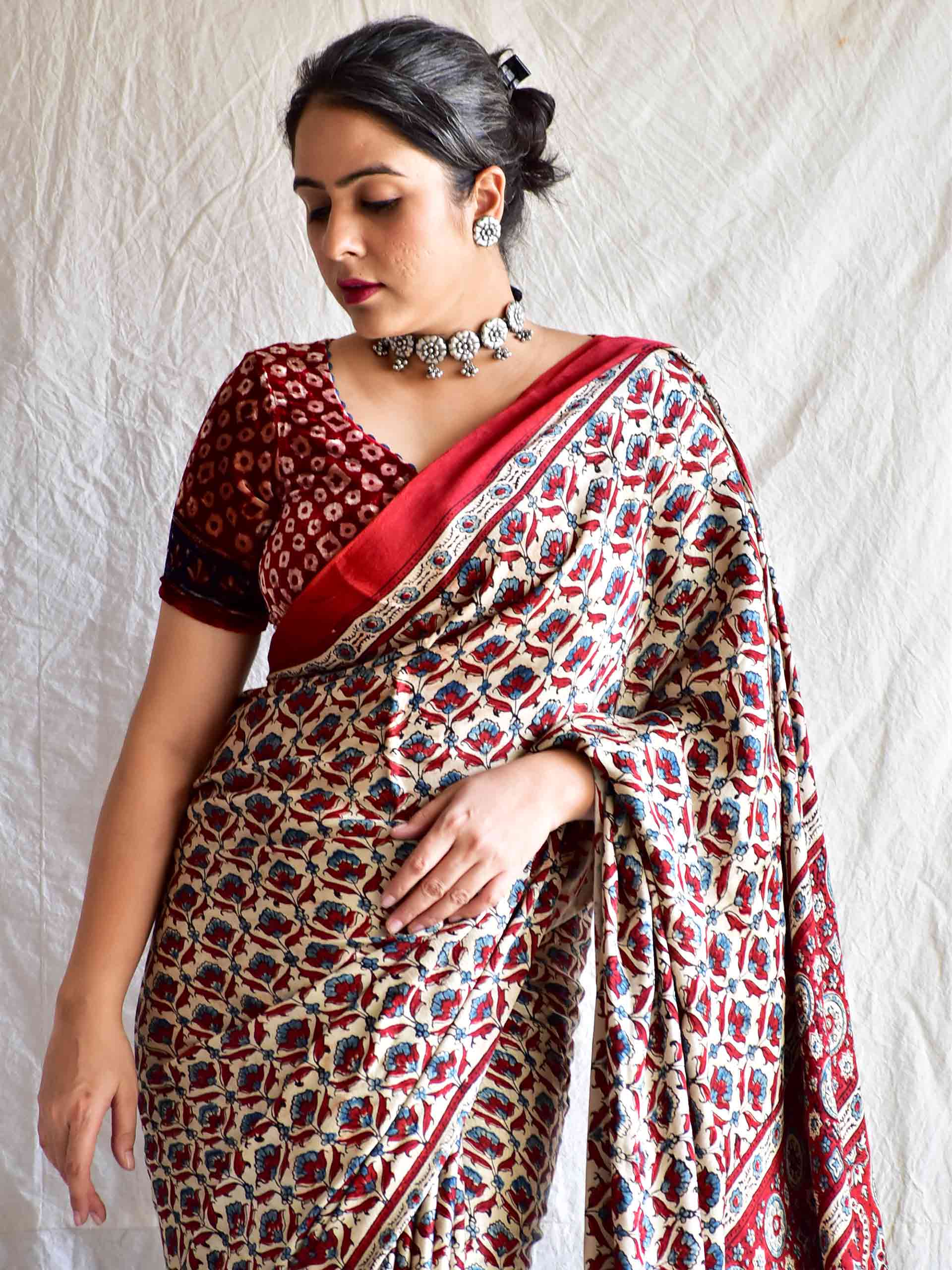 Carols - Ajrakh mashru silk saree