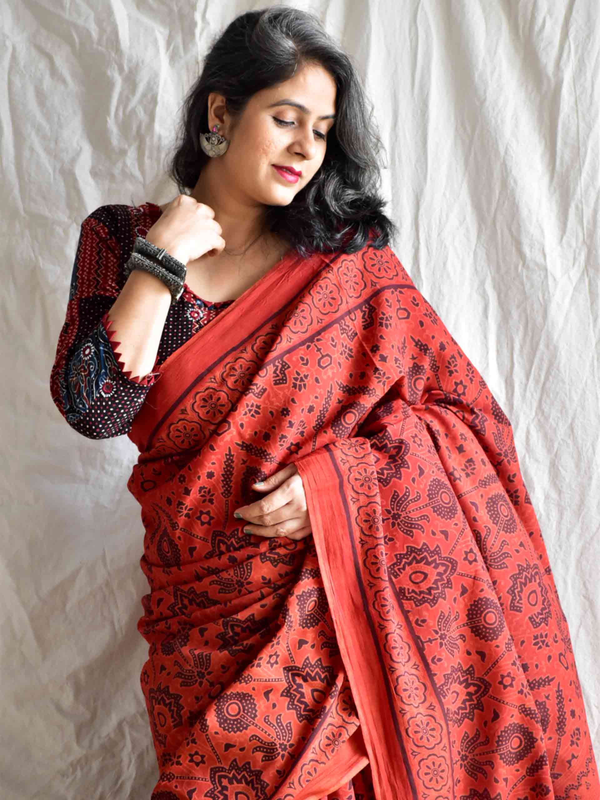 Ajara Dabu mul cotton saree