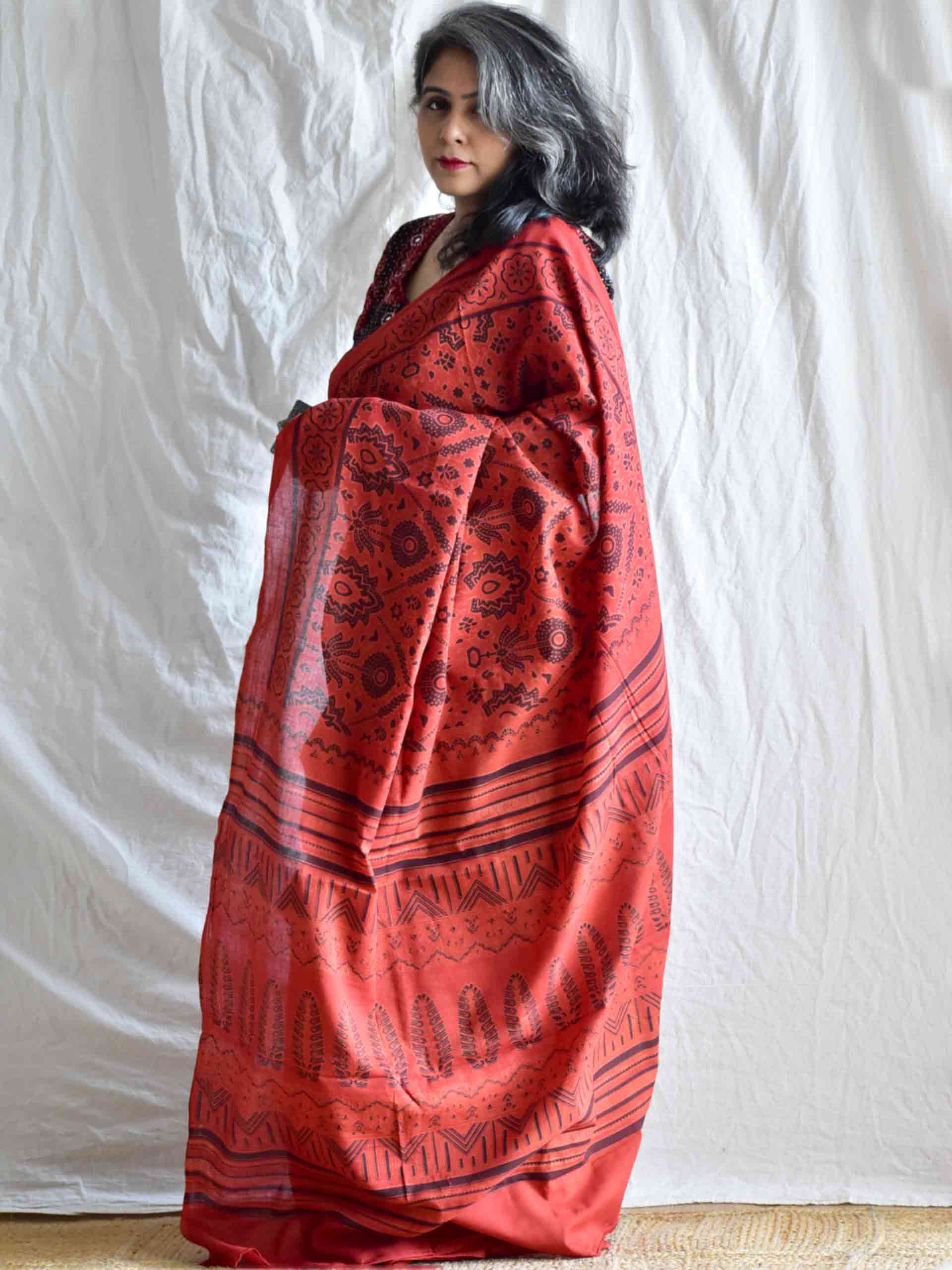 Ajara Dabu mul cotton saree
