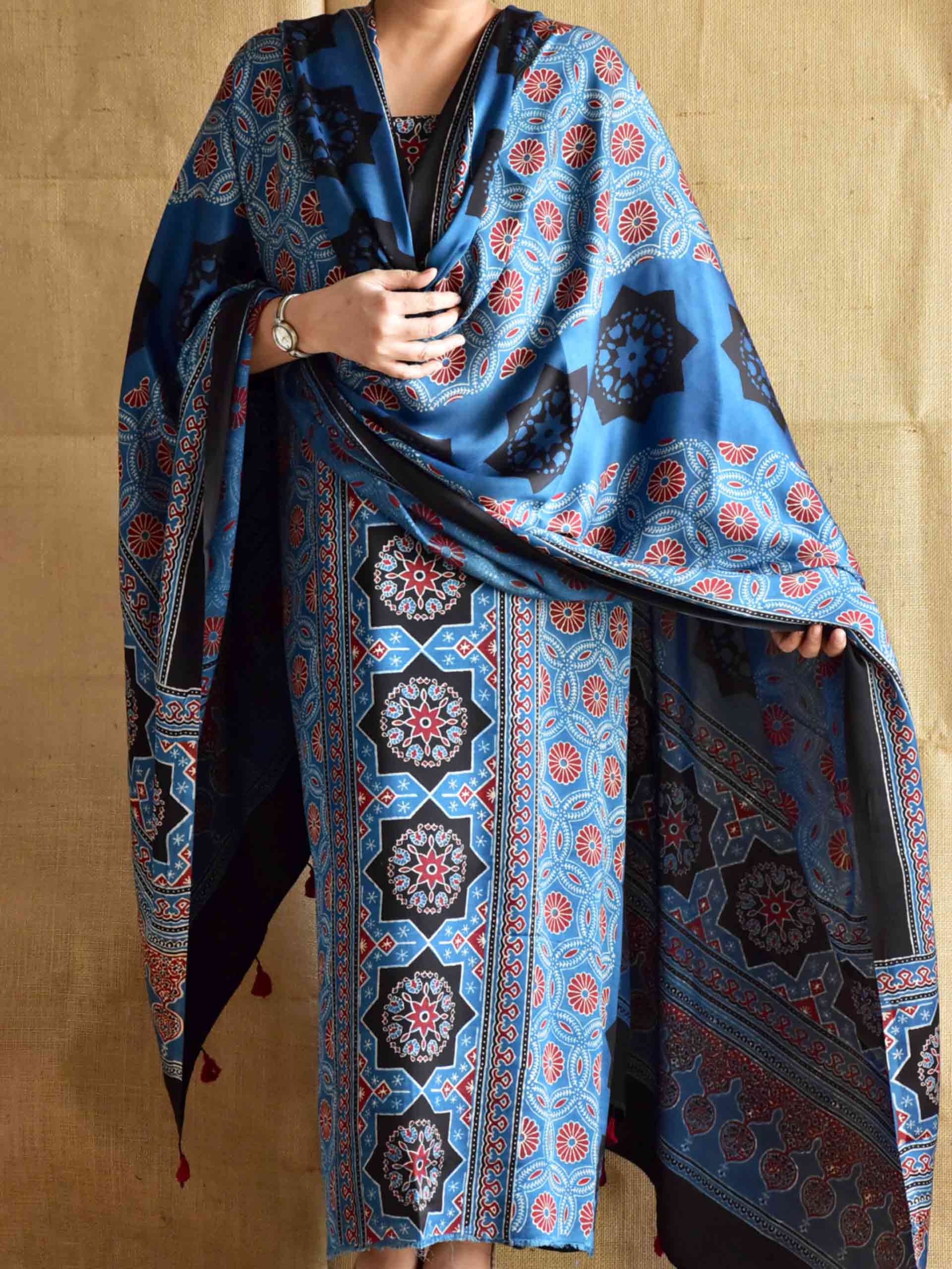 Tara Ajrakh Modal silk 2 pc suit set