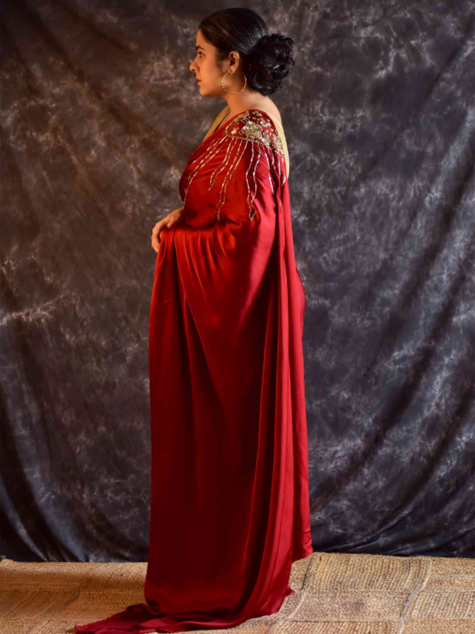 Mehjabeen - Modal silk hand embroidered Saree