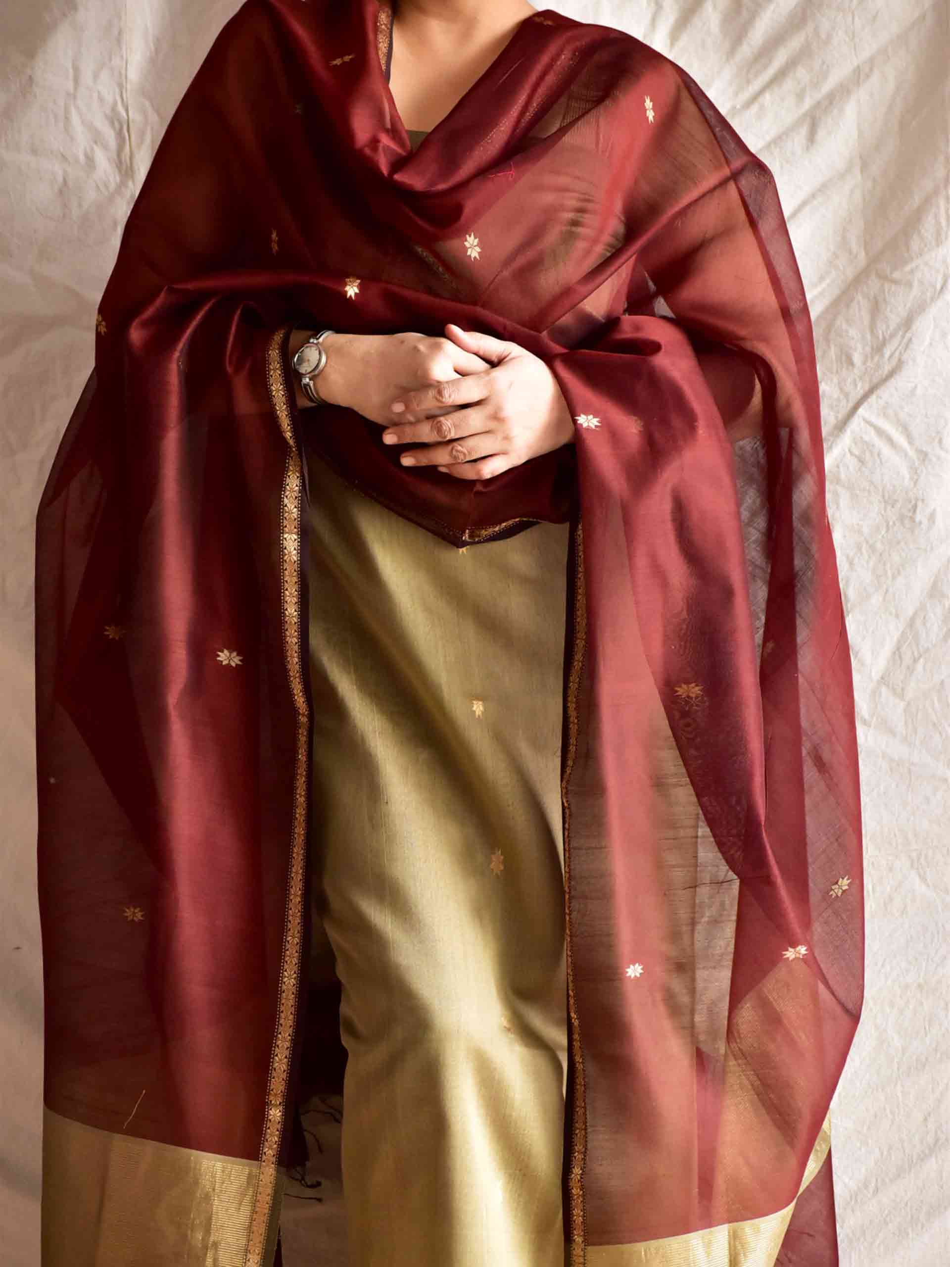 Grey mood - Handloom Maheshwari silk 2 pc suit set