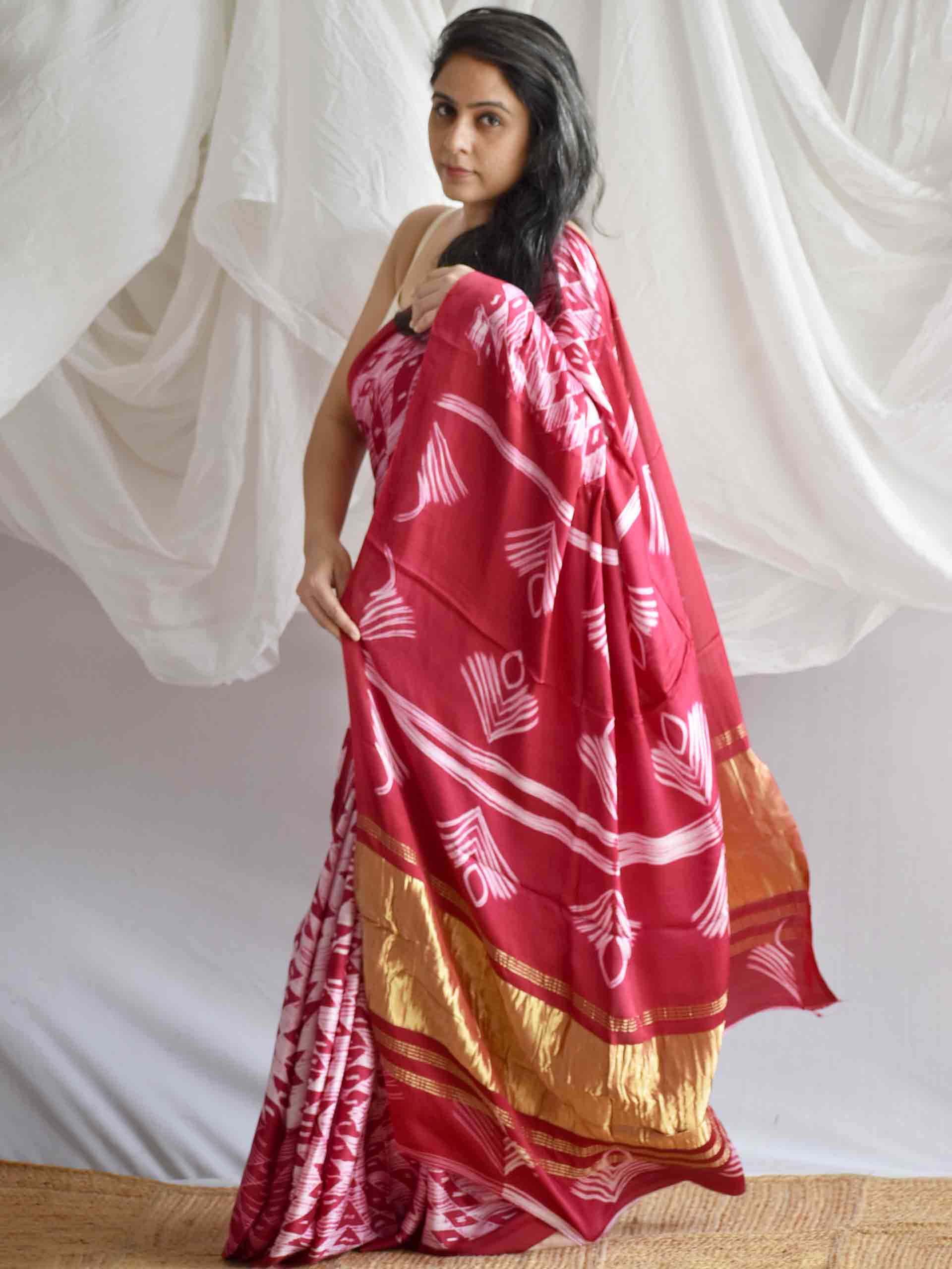 Kesariya - Shibori Modal silk saree