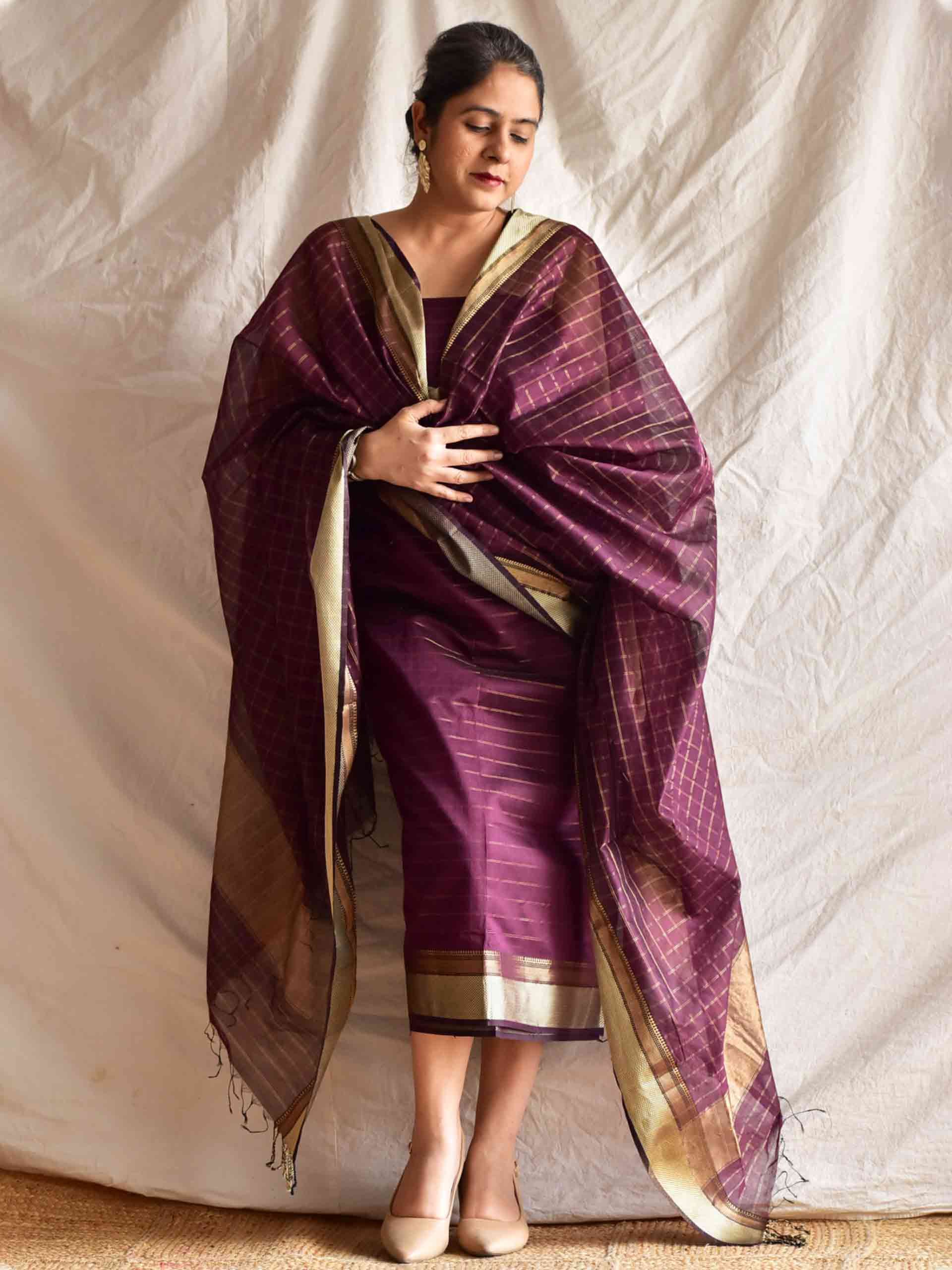 Choco la - Handloom Maheshwari silk 2 pc suit set