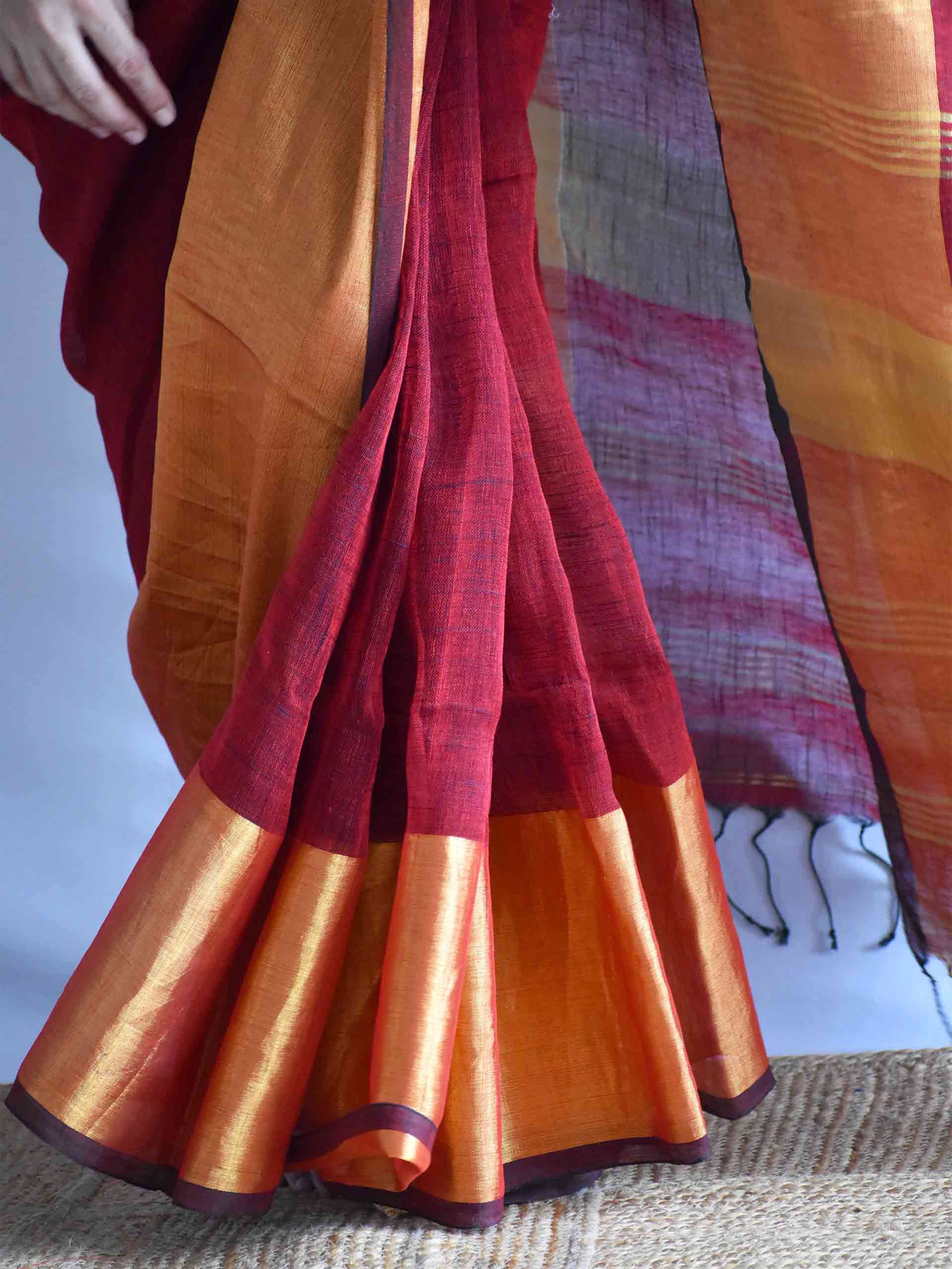 Meet ka rang - Linen zari Saree