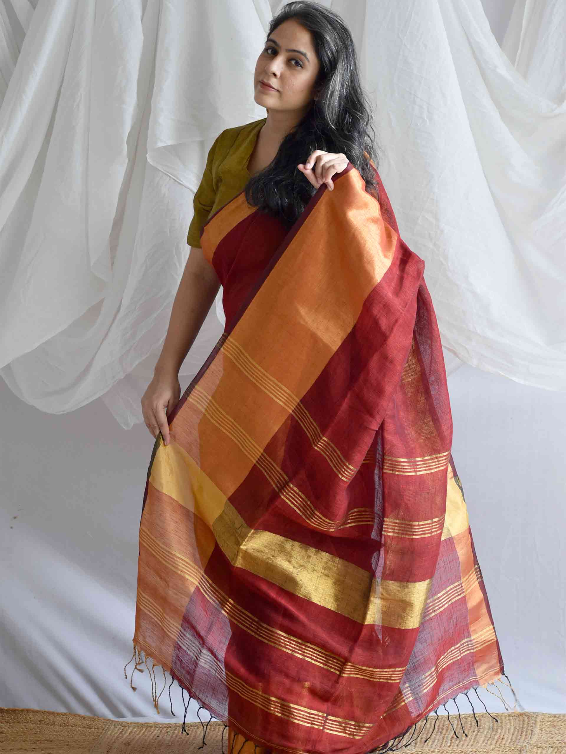 Meet ka rang - Linen zari Saree