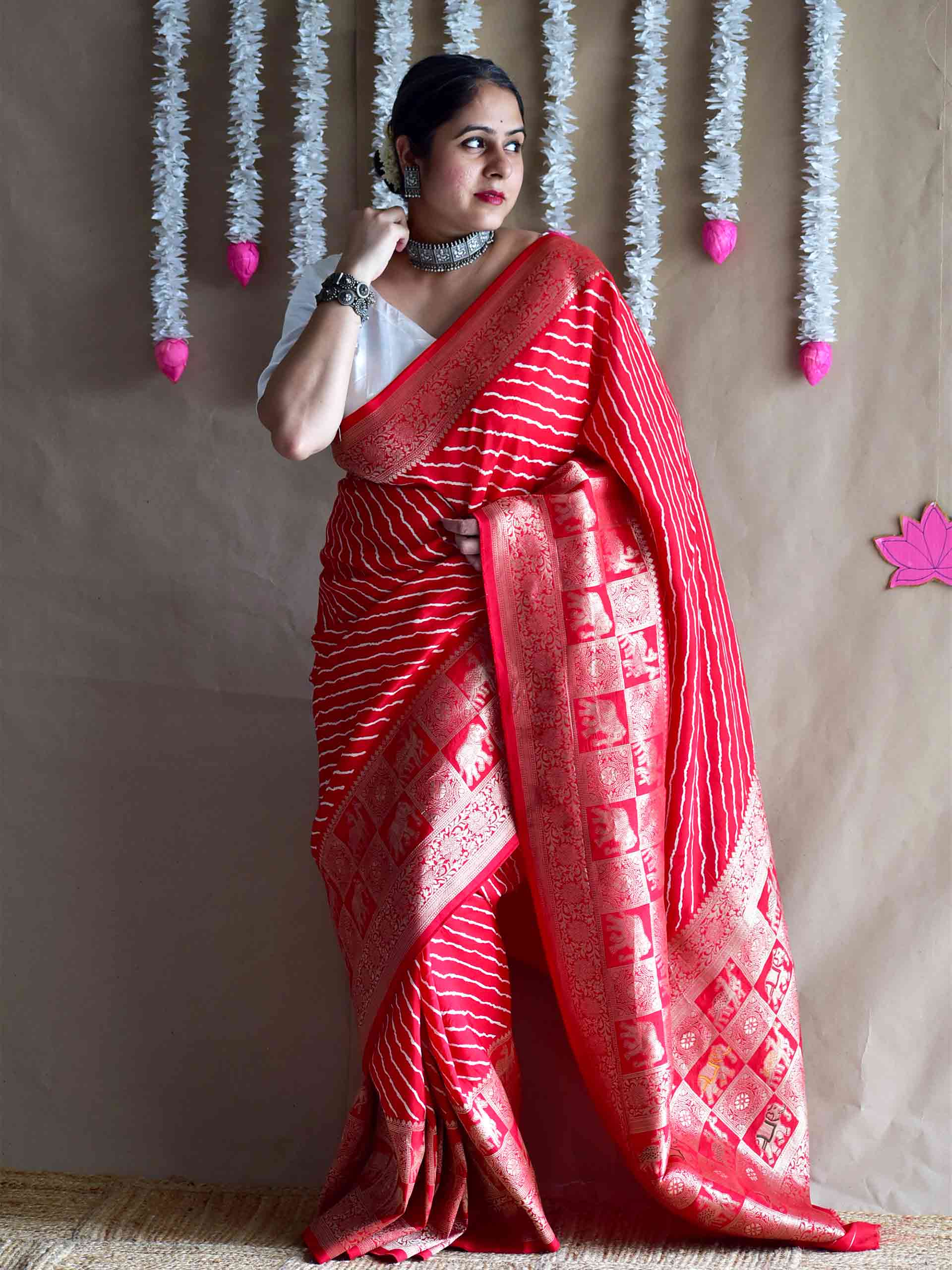 UD012 - Leheriya Dola silk zari pallu saree